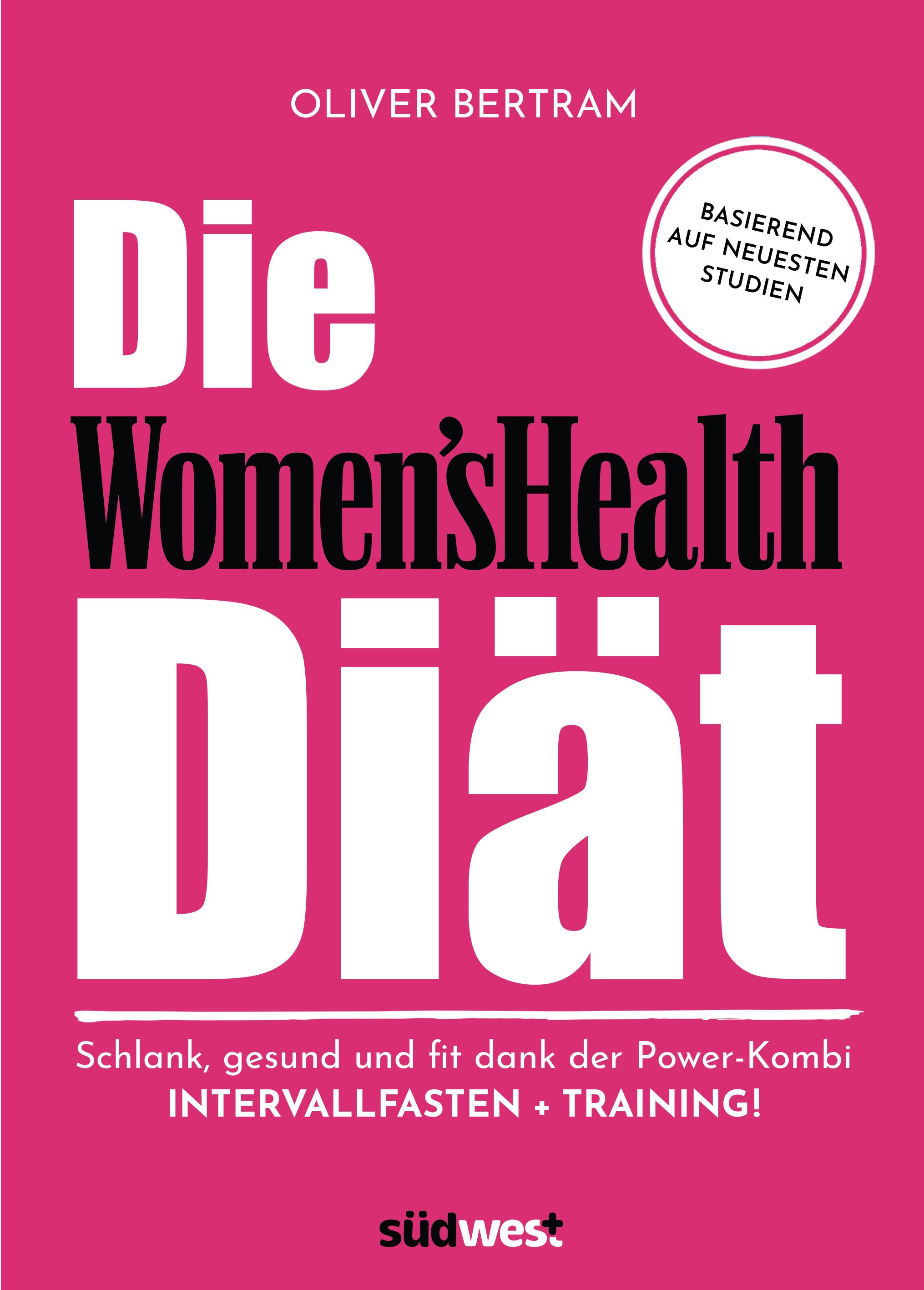 Buchcover: "Die Women's Health Diät" von Oliver Bertram. Pinker Hintergrund, weißer Text. "südwest" Logo.