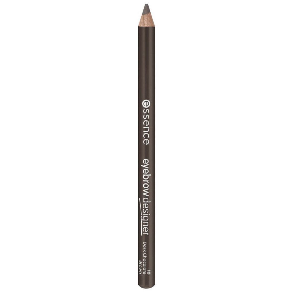 Augenbrauenstift von Essence. Dunkelbraune Farbe. Mit Produktbezeichnung und Farbtonangabe.