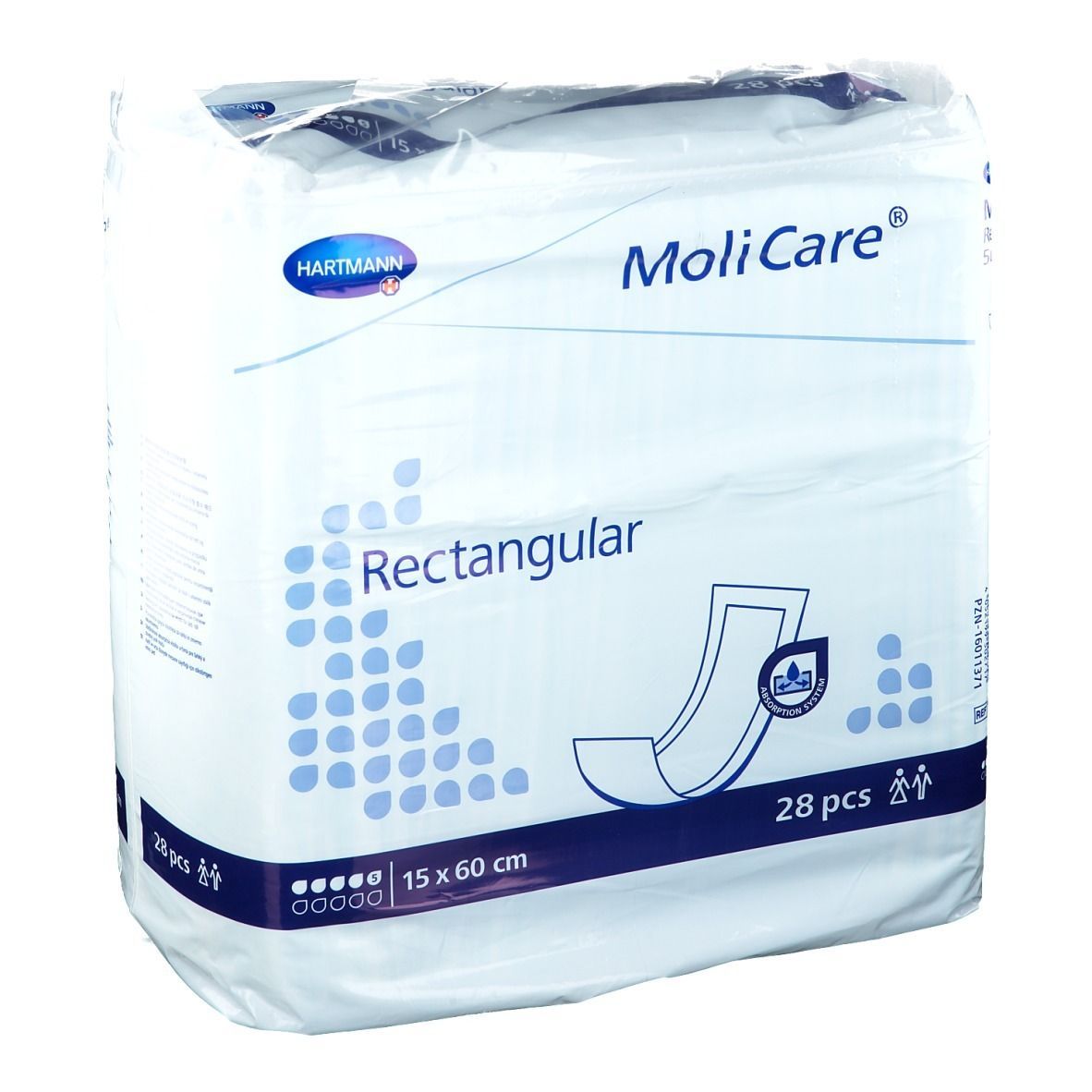 Molicare rectangular 5 Tropfen 15x60 cm 28 St Beutel