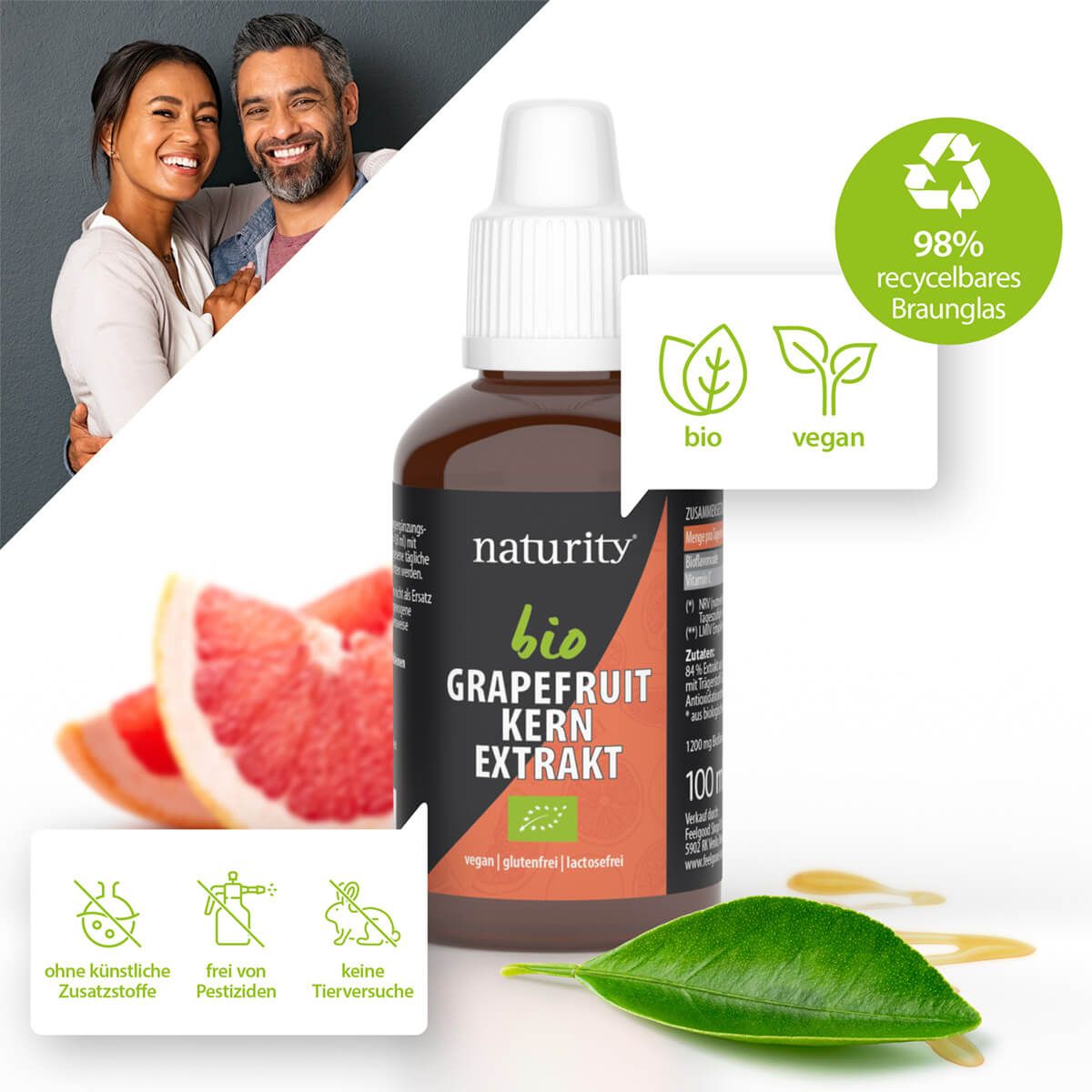 Naturity - Grapefruitkern-Extrakt 1200mg + Vitamin C