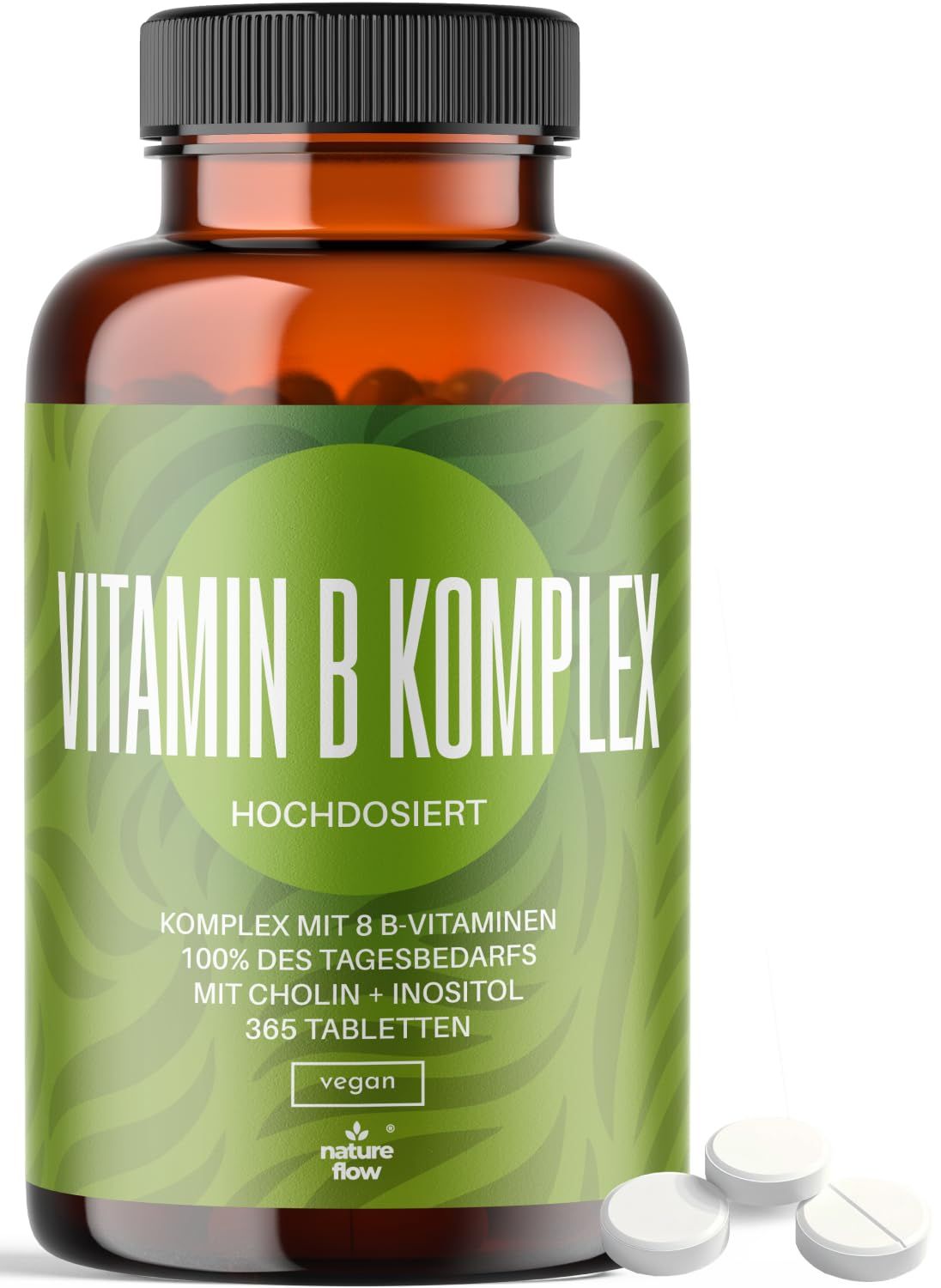 Nature Flow Vitamin B Komplex Tabletten Hochdosiert - 365 12 Monate Vorrat 91 g