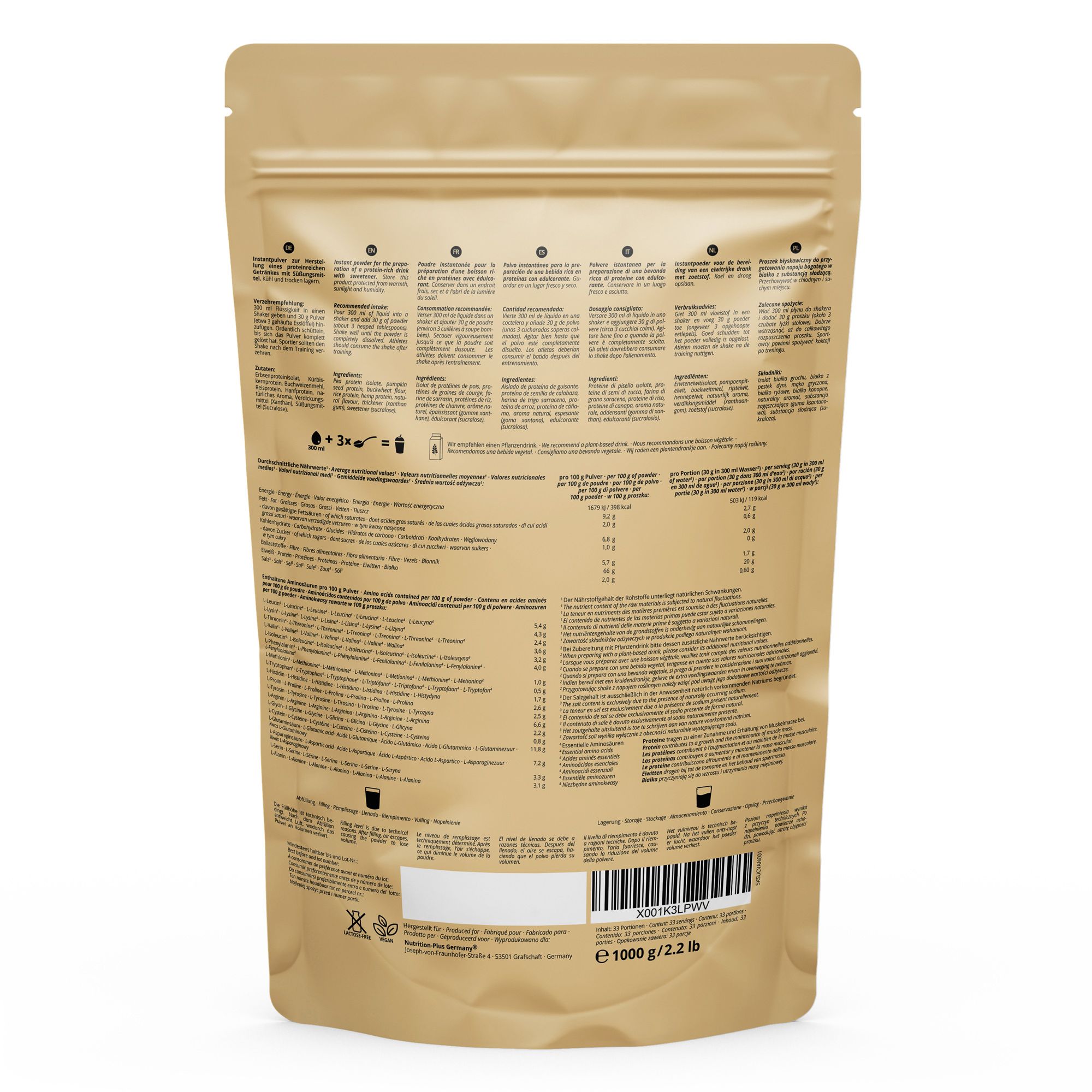 nutri+ Milk Away Protein - Veganes Eiweißpulver ohne Soja