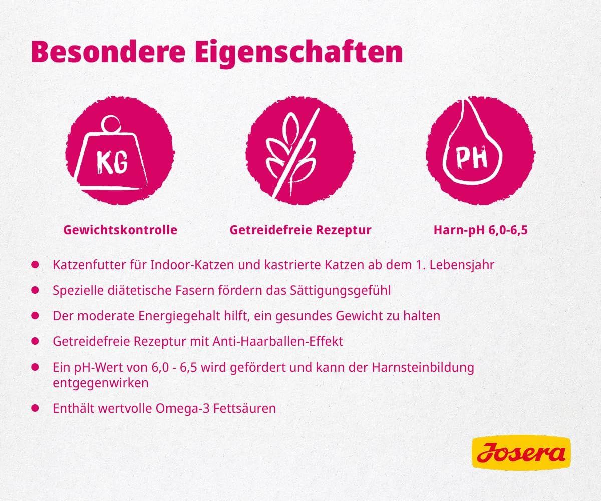 Josera Indoor Cat Futter: Gewichts-, Getreidefrei- und pH-Kontrolle für Katzen.