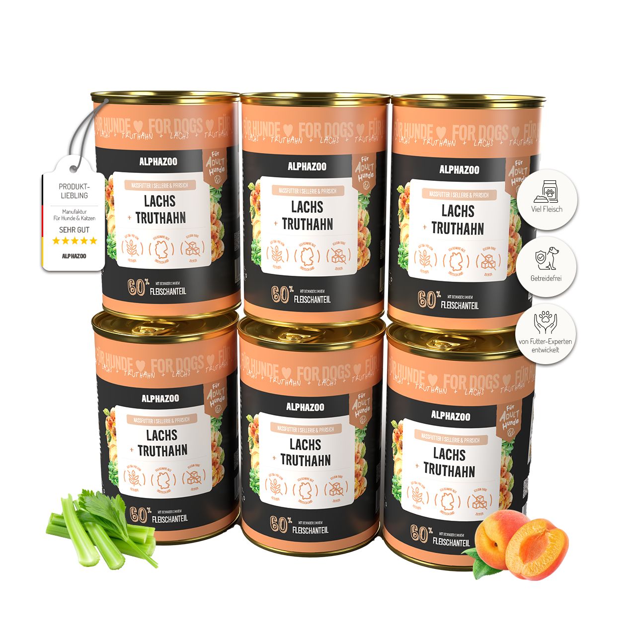 alphazoo Lachs + Truthahn Nassfutter für Adult Hunde