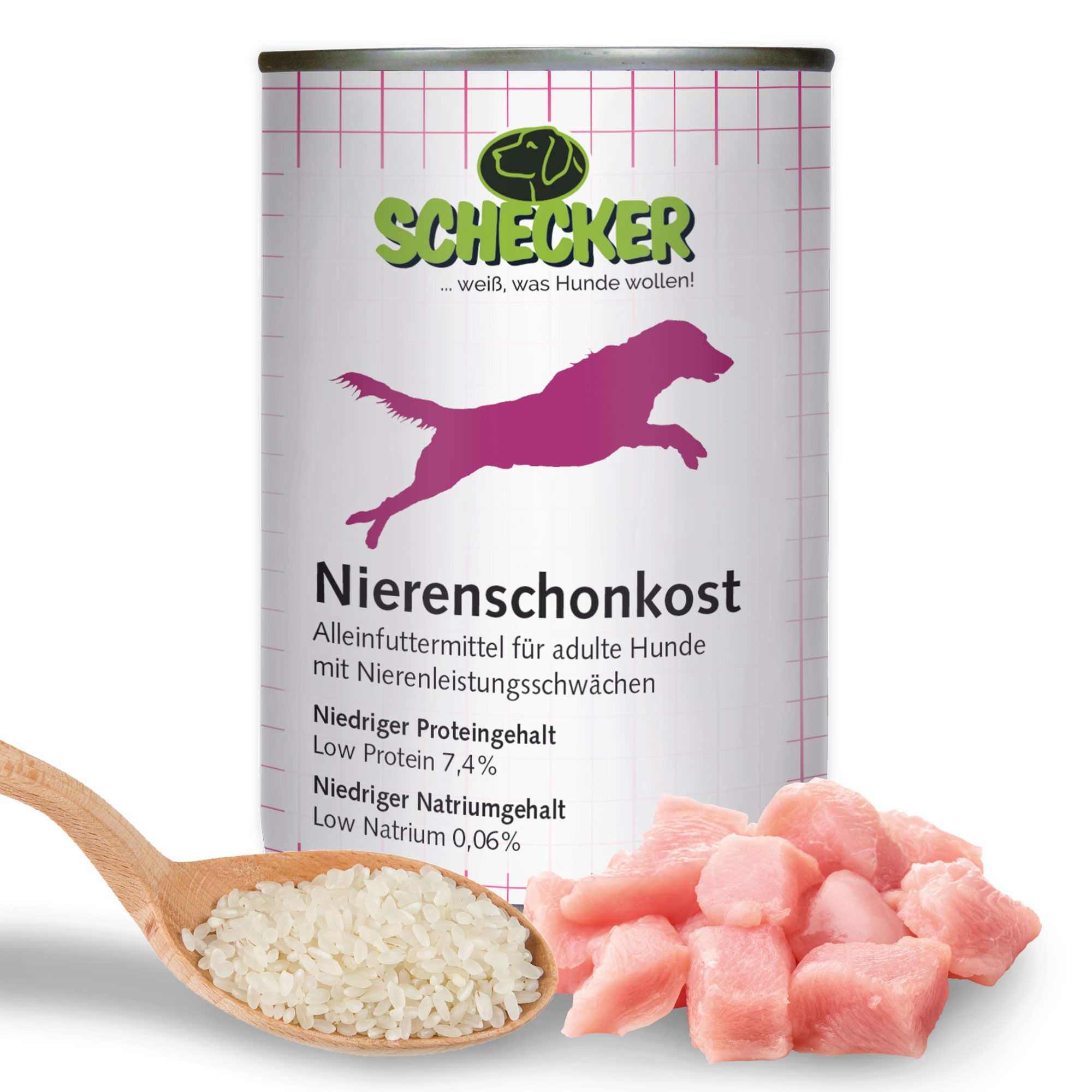 Schecker Nierenschonkost - Nassfutter für Hunde mit Nierenschädigungen 12x410 g Futter