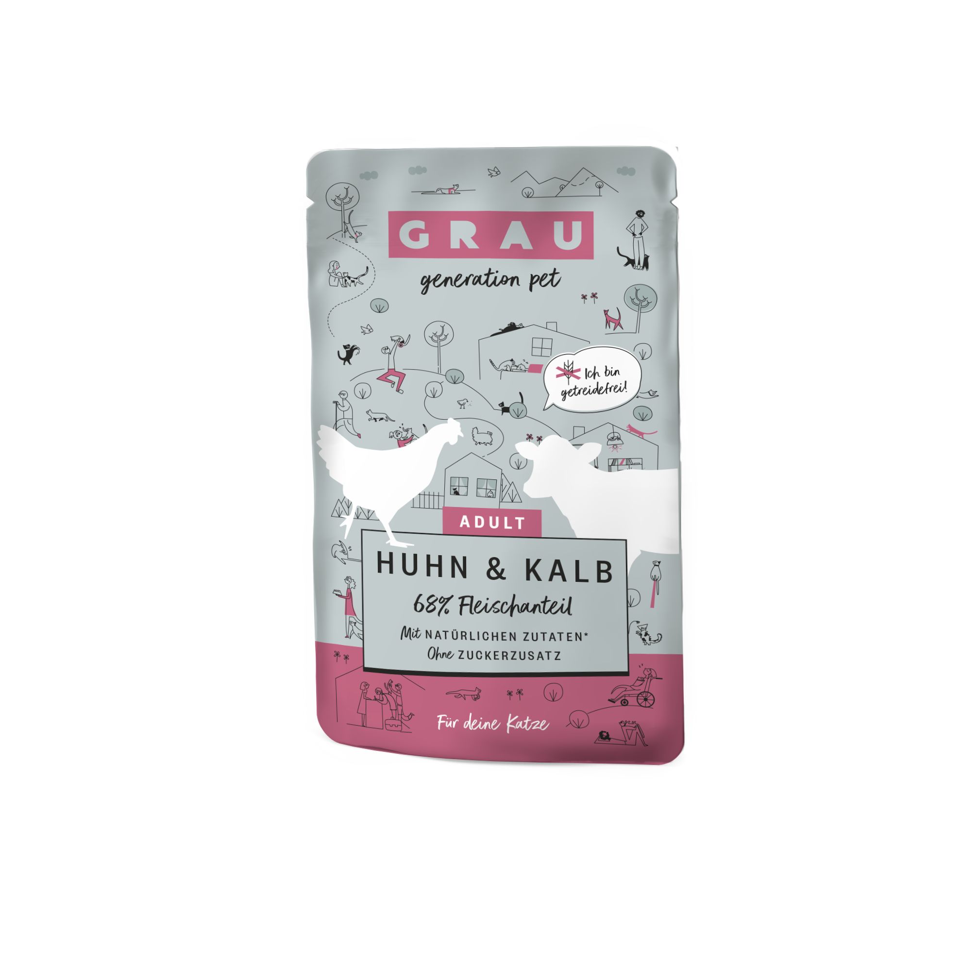 Grau Katze Huhn & Kalb 16x125 g Futter