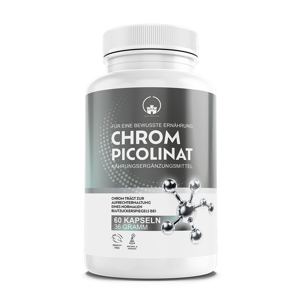 Saint Nutrition® Chrom Picolinat Kapseln 200 µg | Hochdosiert für optimalen Blutzuckerregulation 60 St