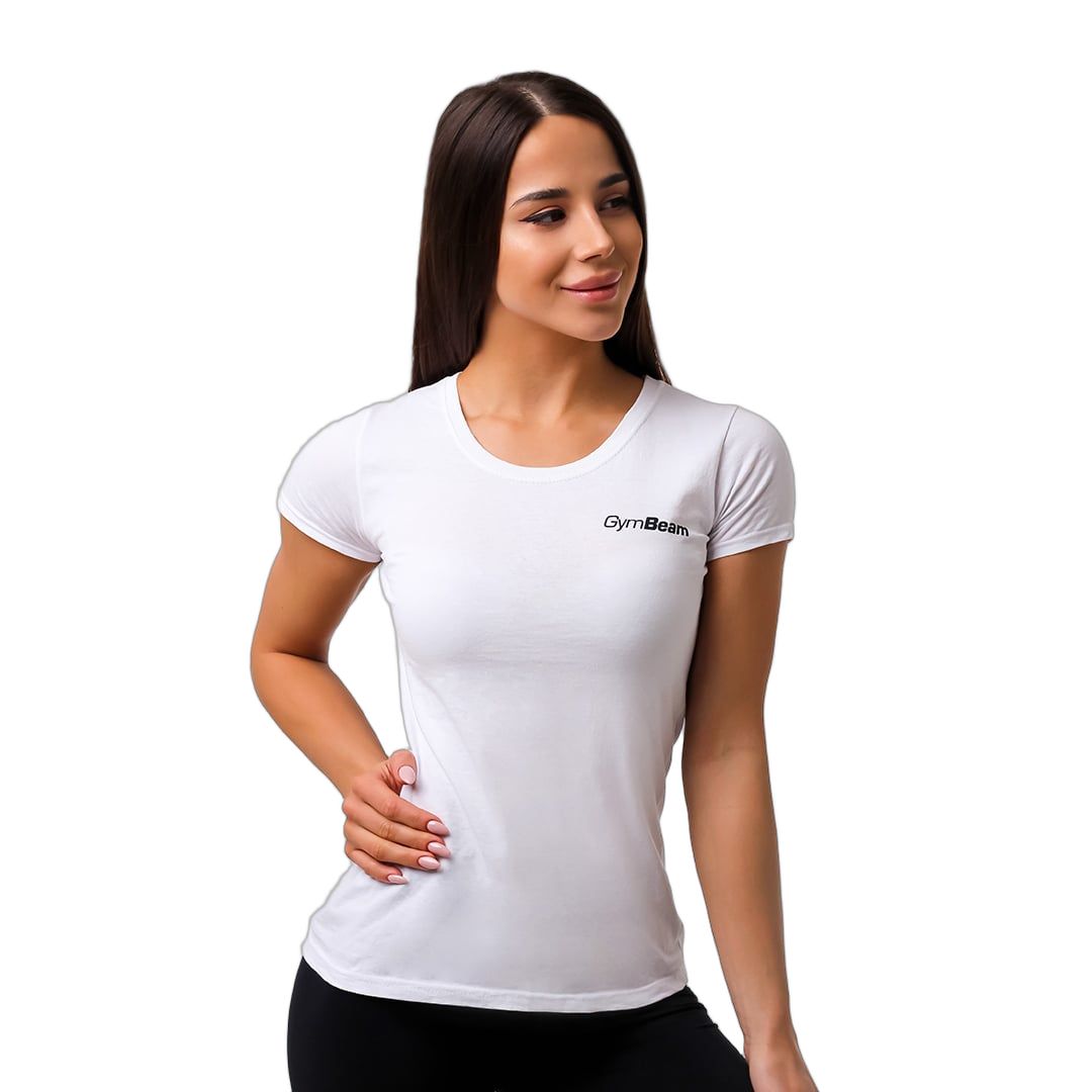 GymBeam T-Shirt Damen Slim Kurzarm mit rundem Ausschnitt White 1 St