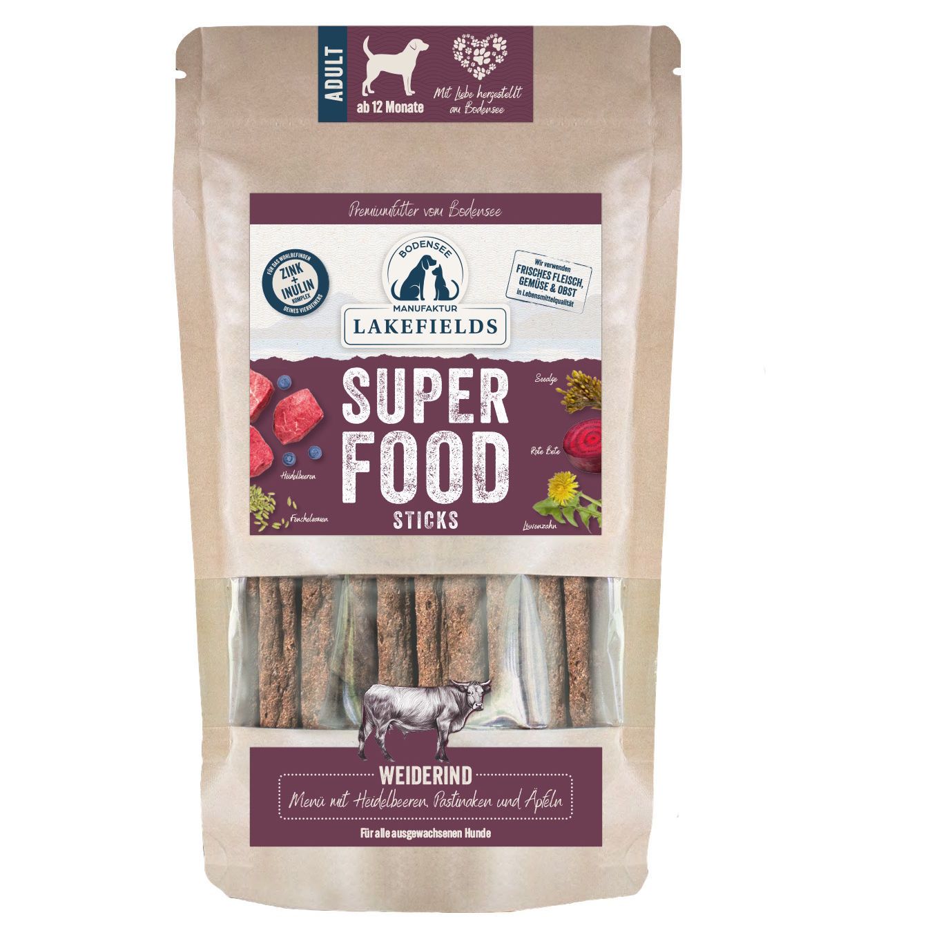 Lakefields - Superfood Premium Sticks vom Rind 130 g