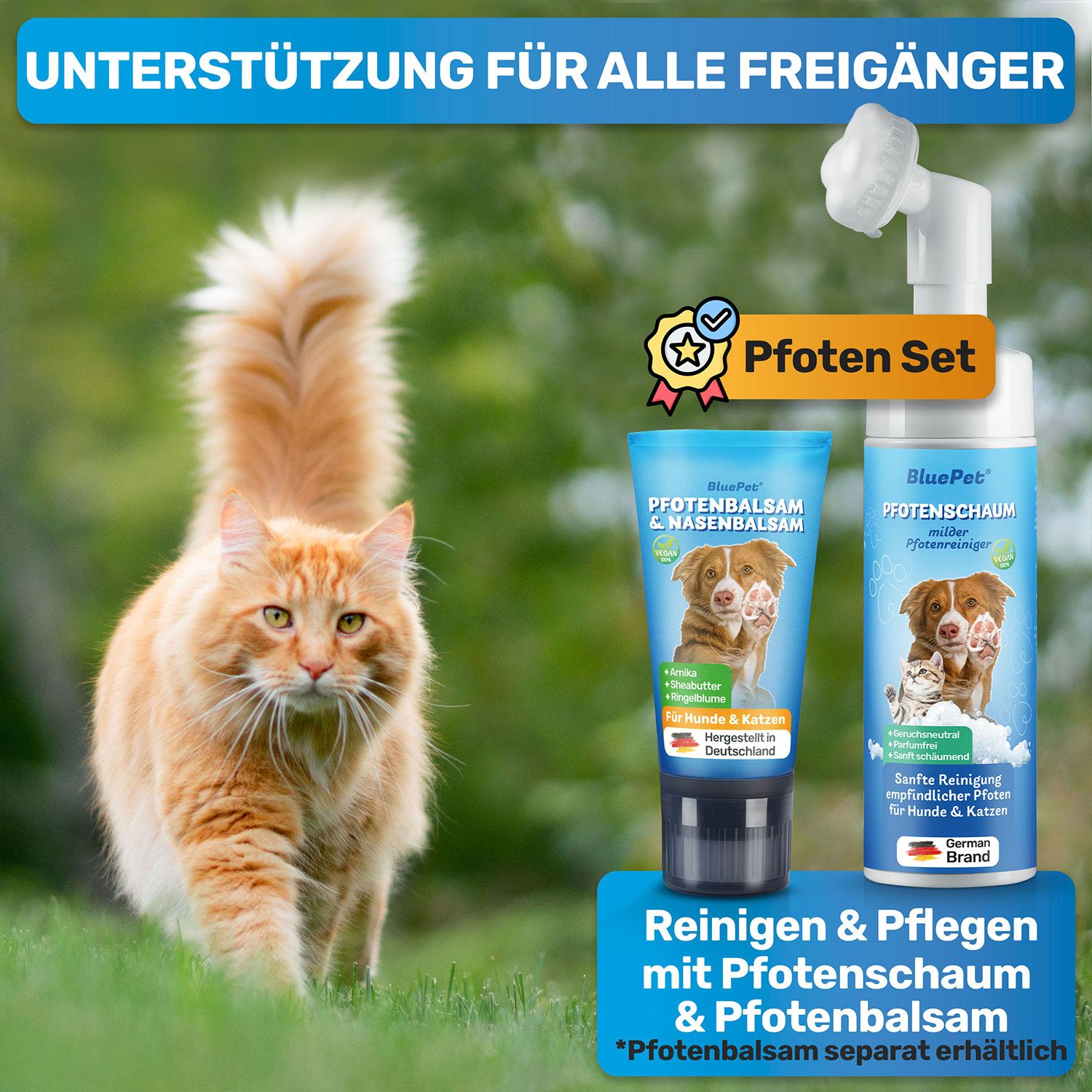 BluePet Pfotenschaum sanfter Pfotenreiniger für Hunde & Katzen