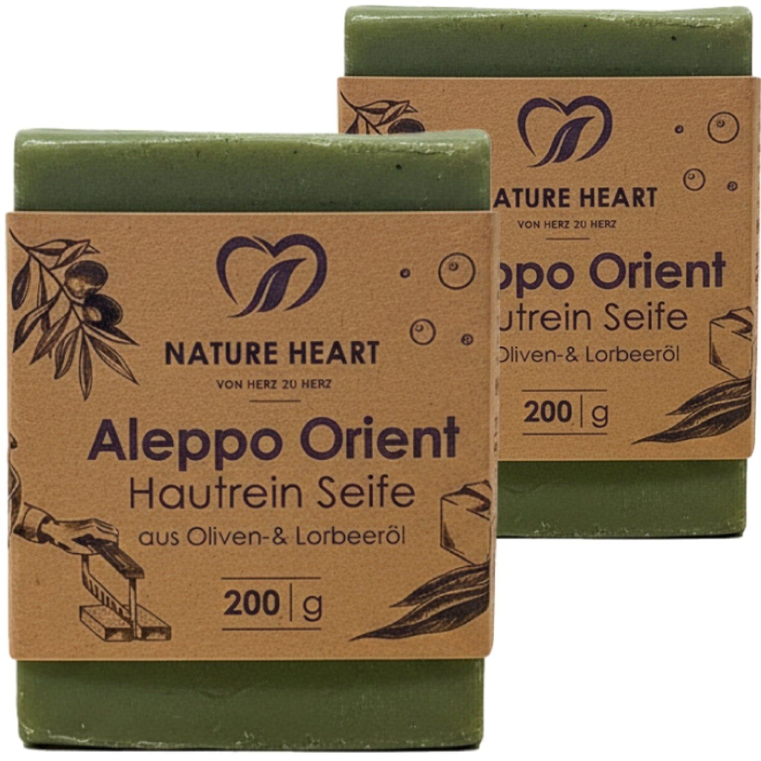 Nature Heart Aleppo Seife - Orient Hautrein 2x200 g Kapseln