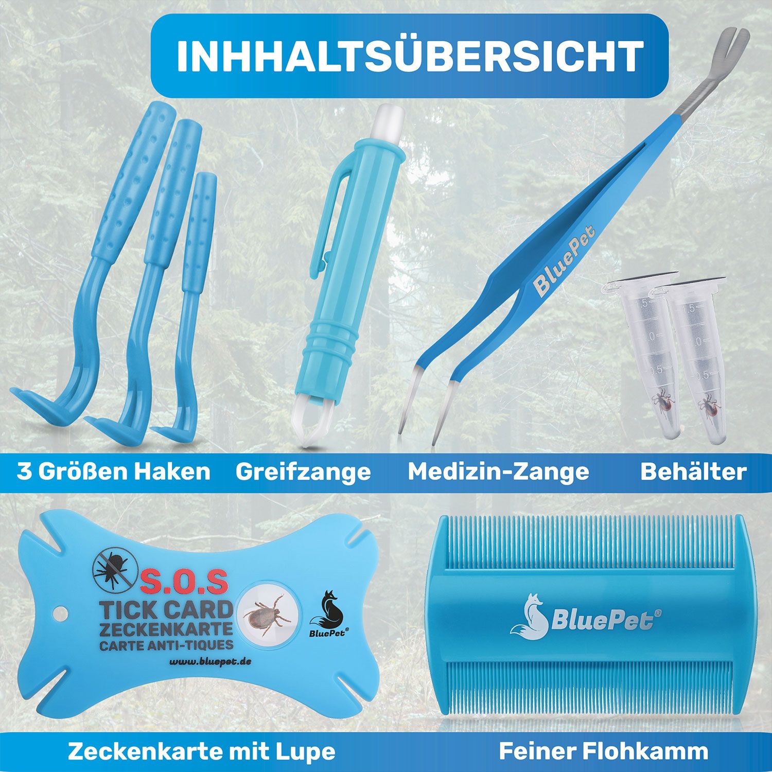 BluePet Zeckenentferner Set