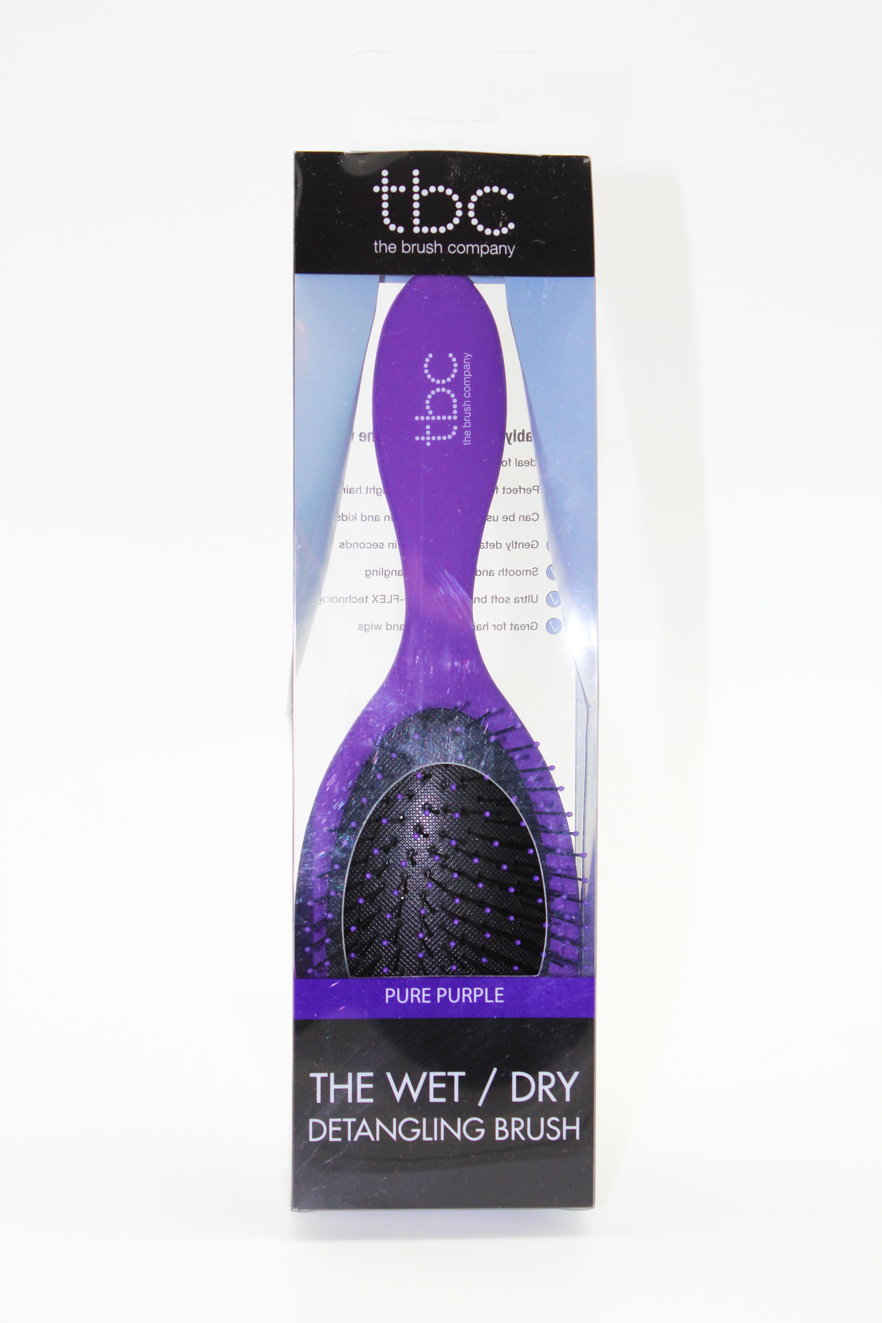 Lila TBC Wet & Dry Haarbürste in Verpackung.