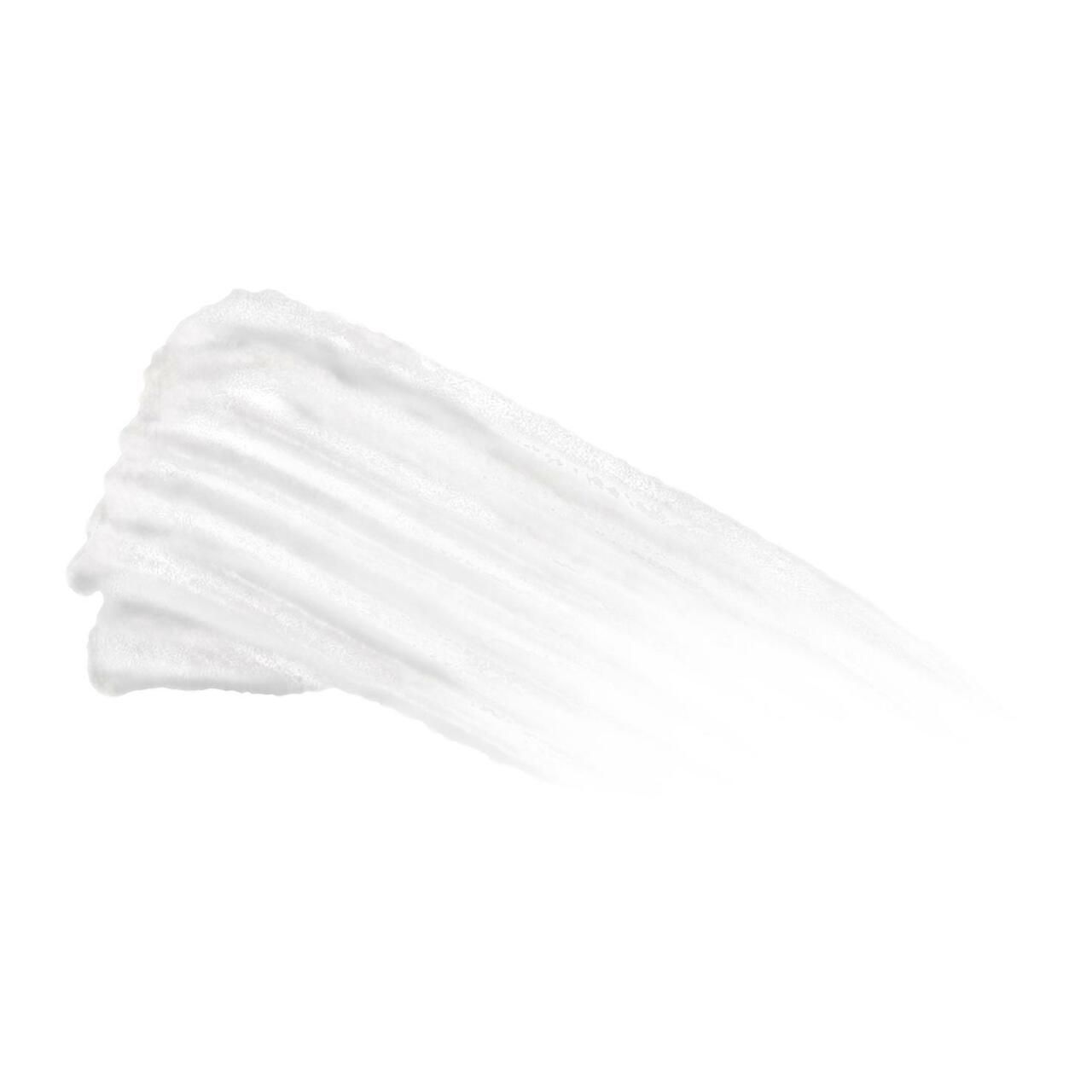 Ausgestrichenes, klares Gel auf weißem Hintergrund. Textur sichtbar.