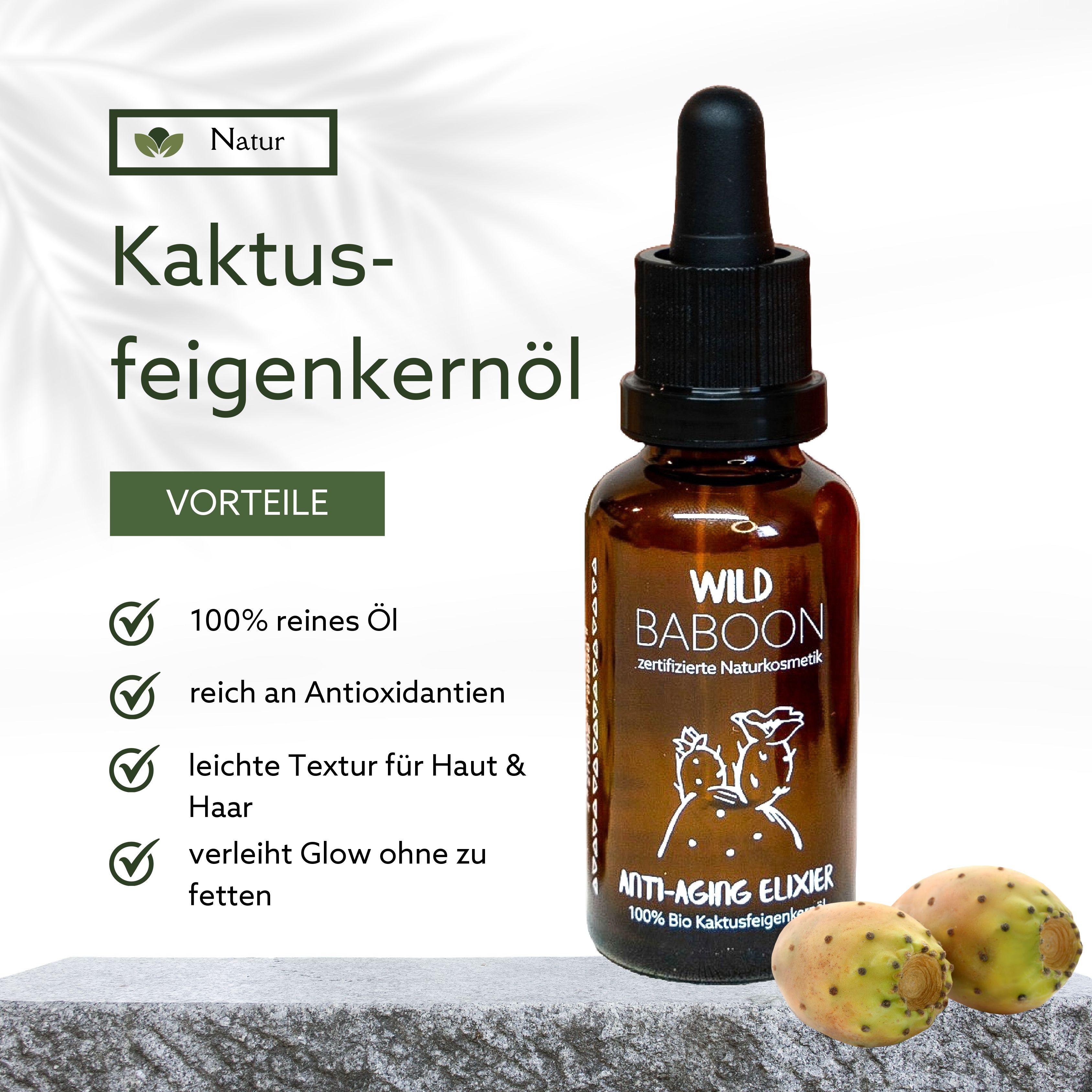 Wild Baboon Anti-Aging Hautöl mit Bio Kaktusfeige 30 ml Öl