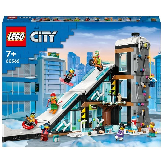 LEGO City 60366 Centro Sci e Arrampicata, Modular Building Set a 3 Livelli con Pista e 8 Minifigure