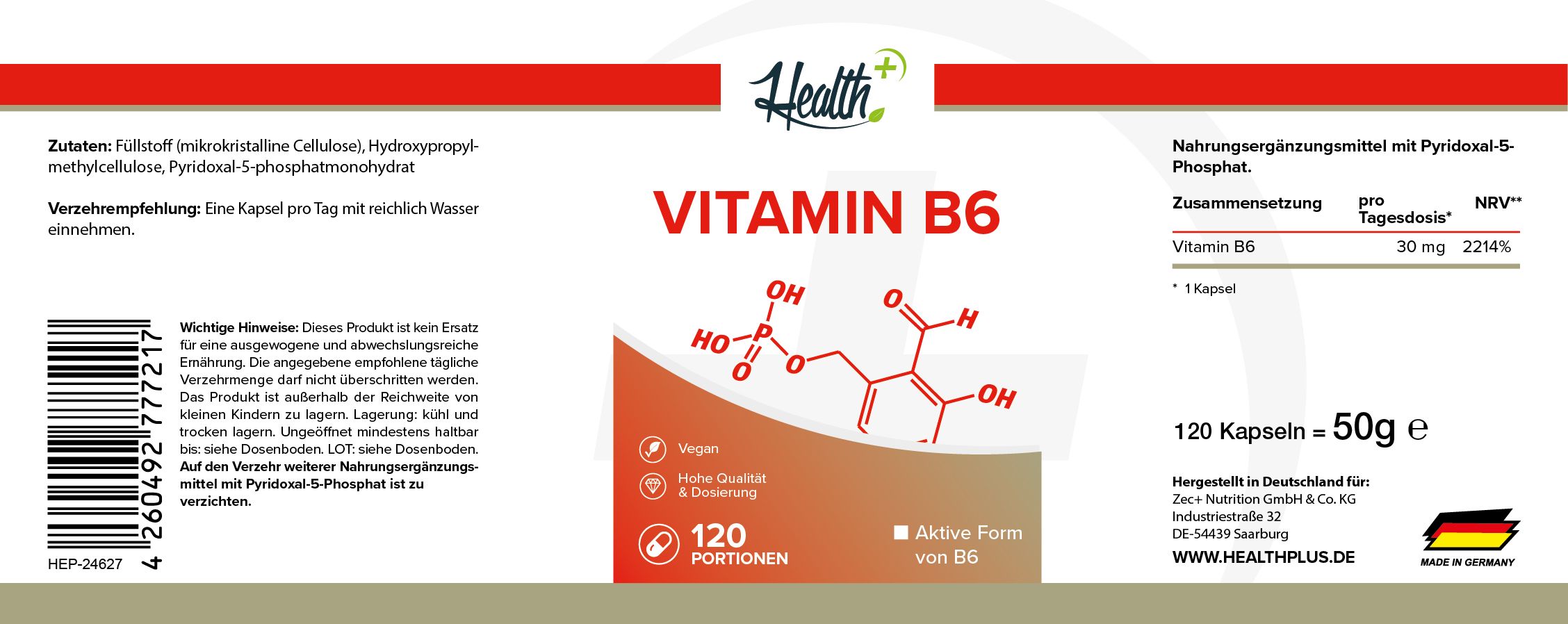 HEALTH+ VITAMIN B6