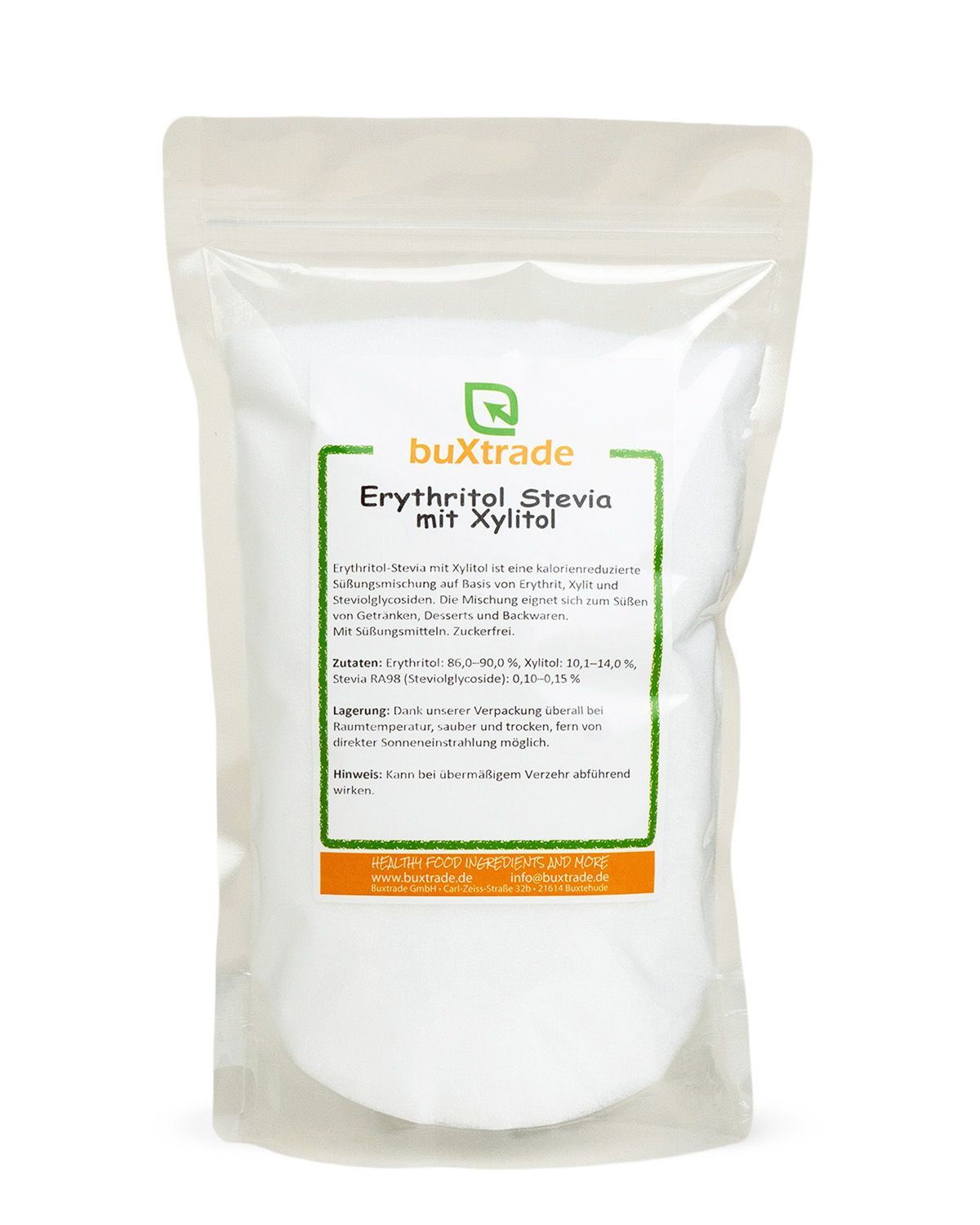 Ein Beutel buxtrade Erythritol Stevia mit Xylitol, einem kalorienreduzierten Zuckeraustauschstoff.
