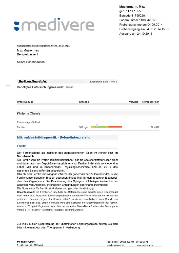 medivere diagnostics Eisenmangel Bluttest