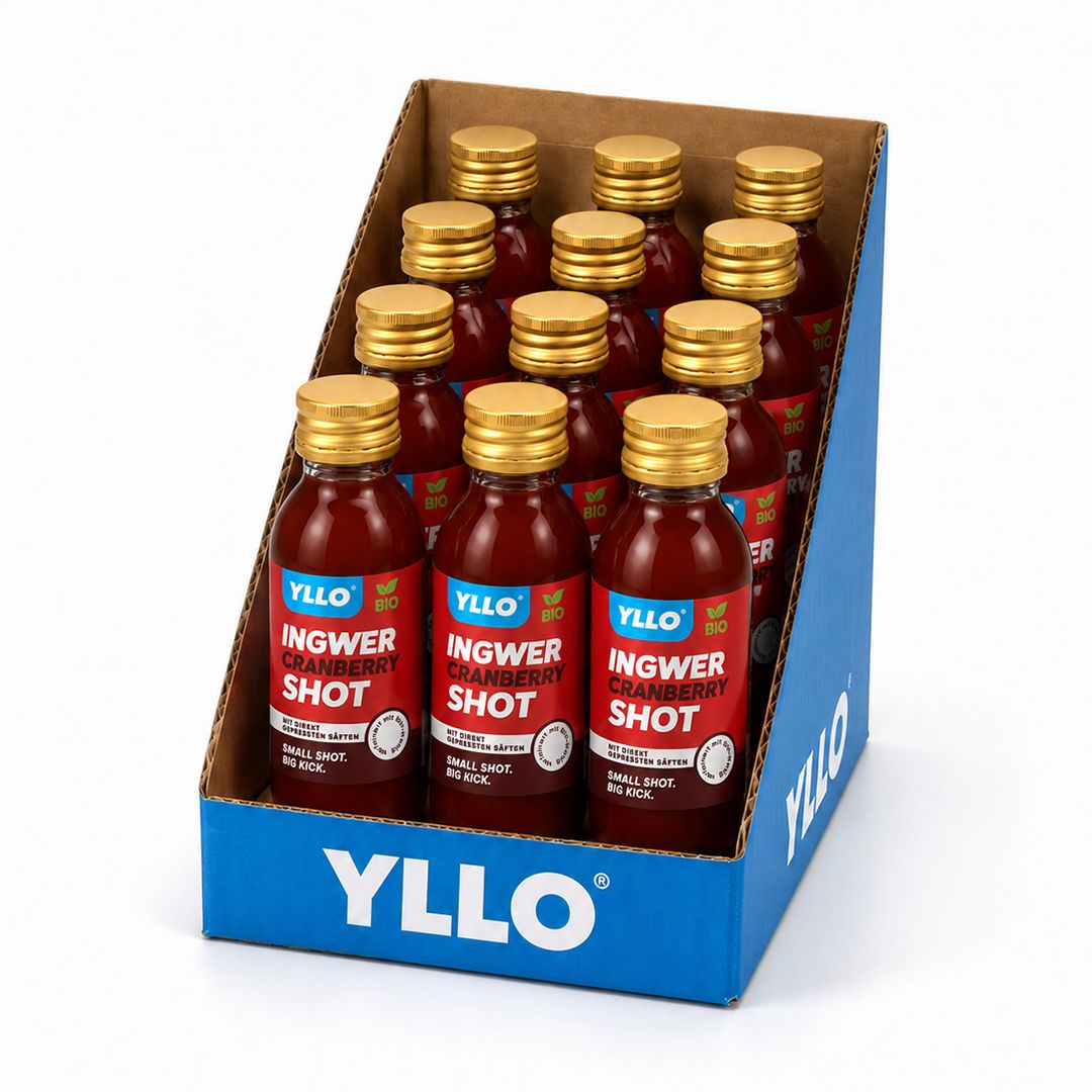 Yllo Bio Ingwer Preiselbeere Shot 12 St