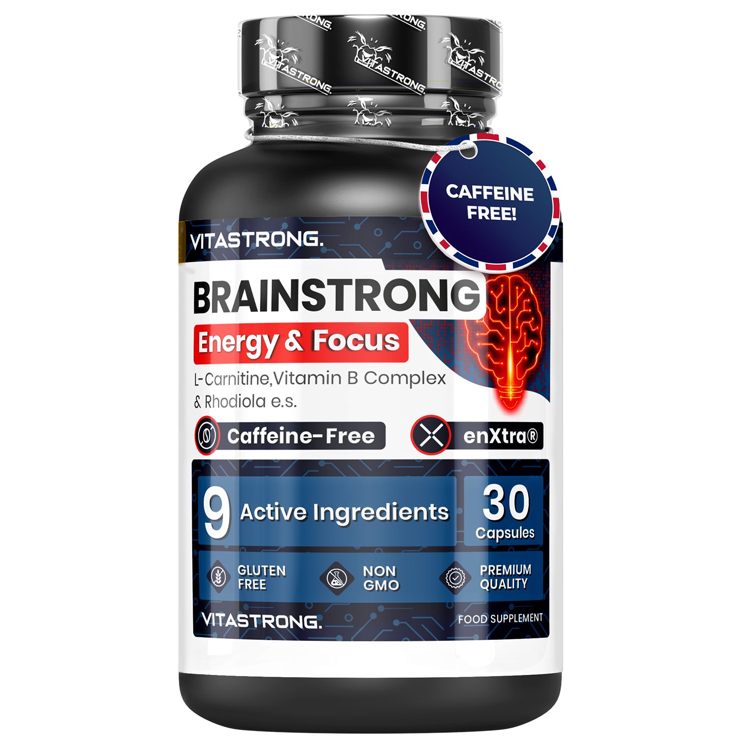 Vitastrong Brainstrong - 30 Capsule, Focus ed Energia Senza Caffeina