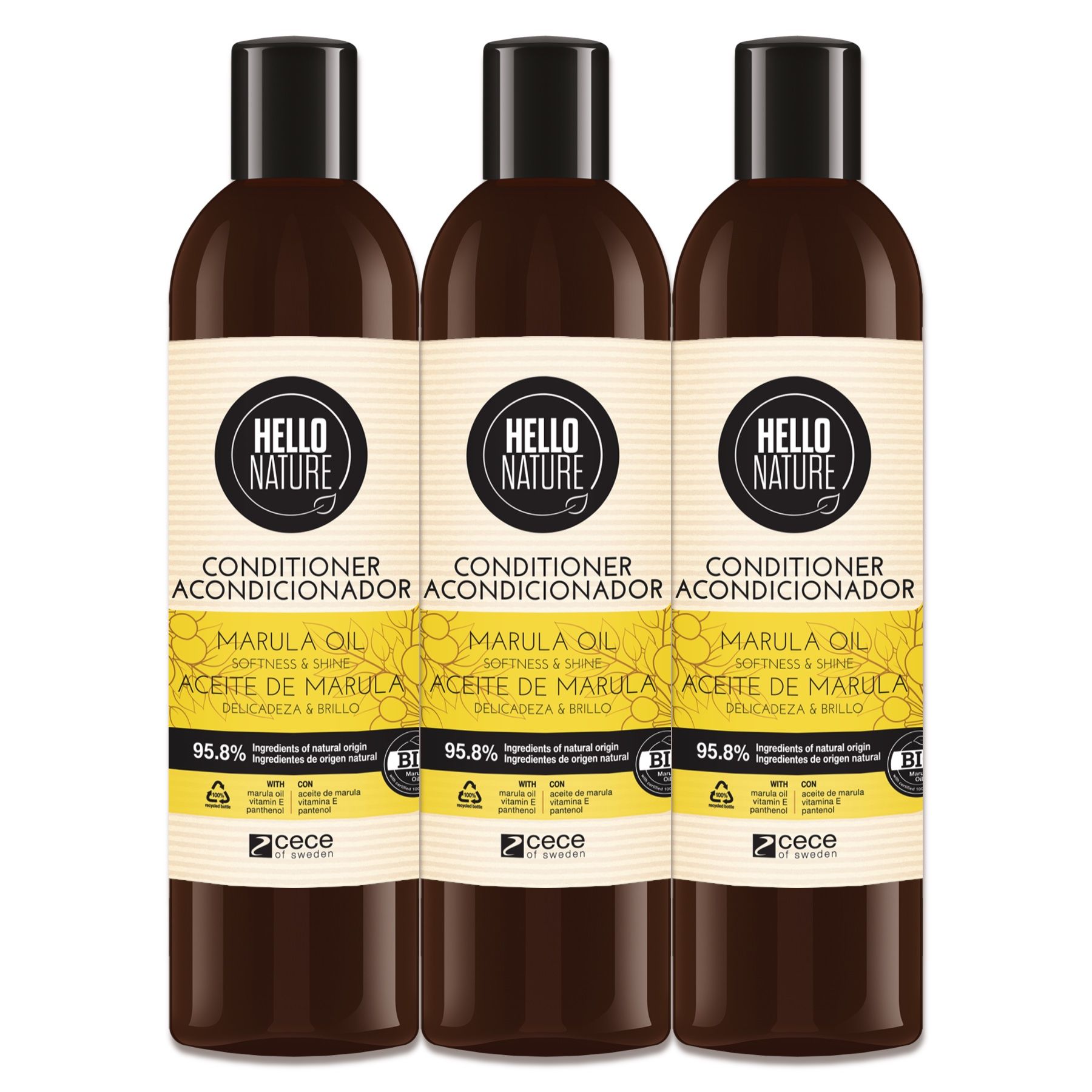 Hello Nature Haarspülung Marula Öl für Haarpflege Regeneration 3x300 ml
