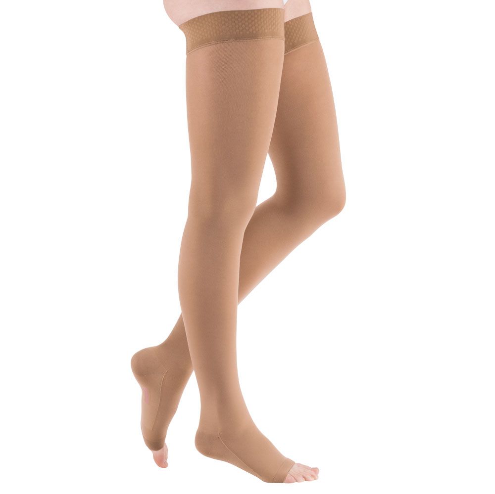 mediven comfort CCL2 AG Kompressionsstrümpfe kurz (62-71 cm) o. Fußpitze Noppenhaftband