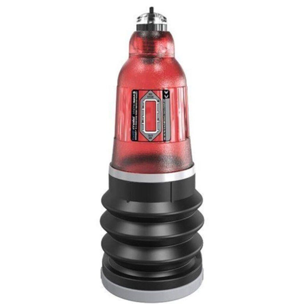 Rote Bathmate Hydromax3 Pumpe mit schwarzem Balg, isoliert.
