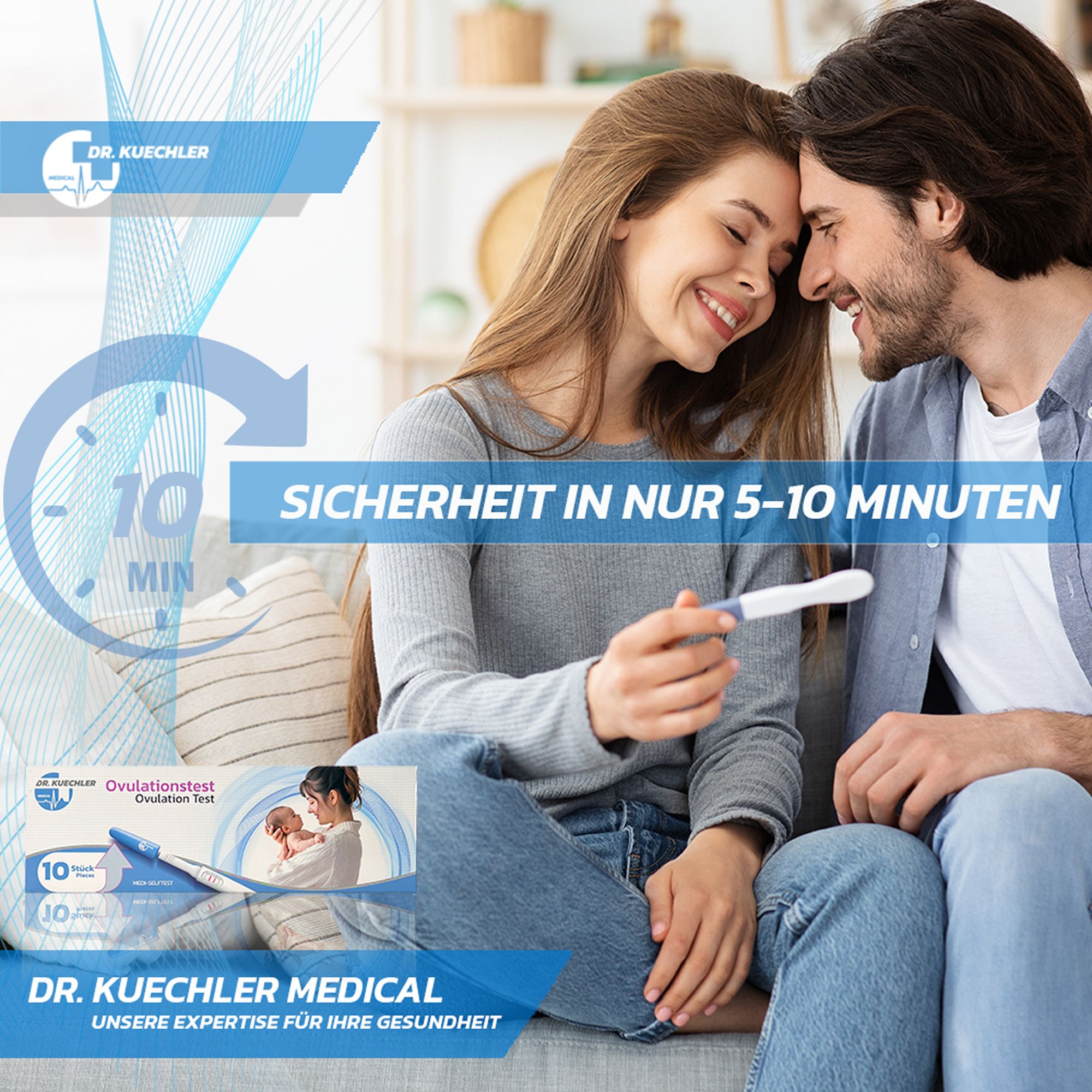 Dr. Kuechler Medical Ovulationstest - Extrem Sensibler LH Schnelltest 10 Miu, Kinderwunsch, 5-10 Min