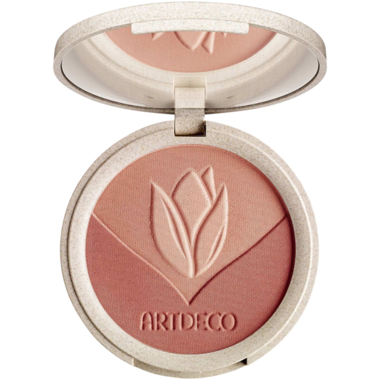 Runder Artdeco Natural Trio Blush. Drei Farbtöne in einem Behälter. Mit Spiegel und geprägtem Blumendesign.