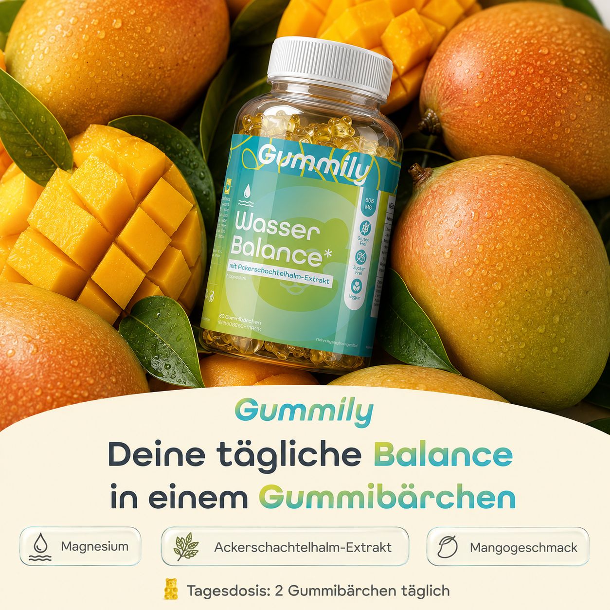 Gummily® Wasser Balance - mit Brennnessel, Löwenzahn, Ackerschachtelhalm & Magnesium