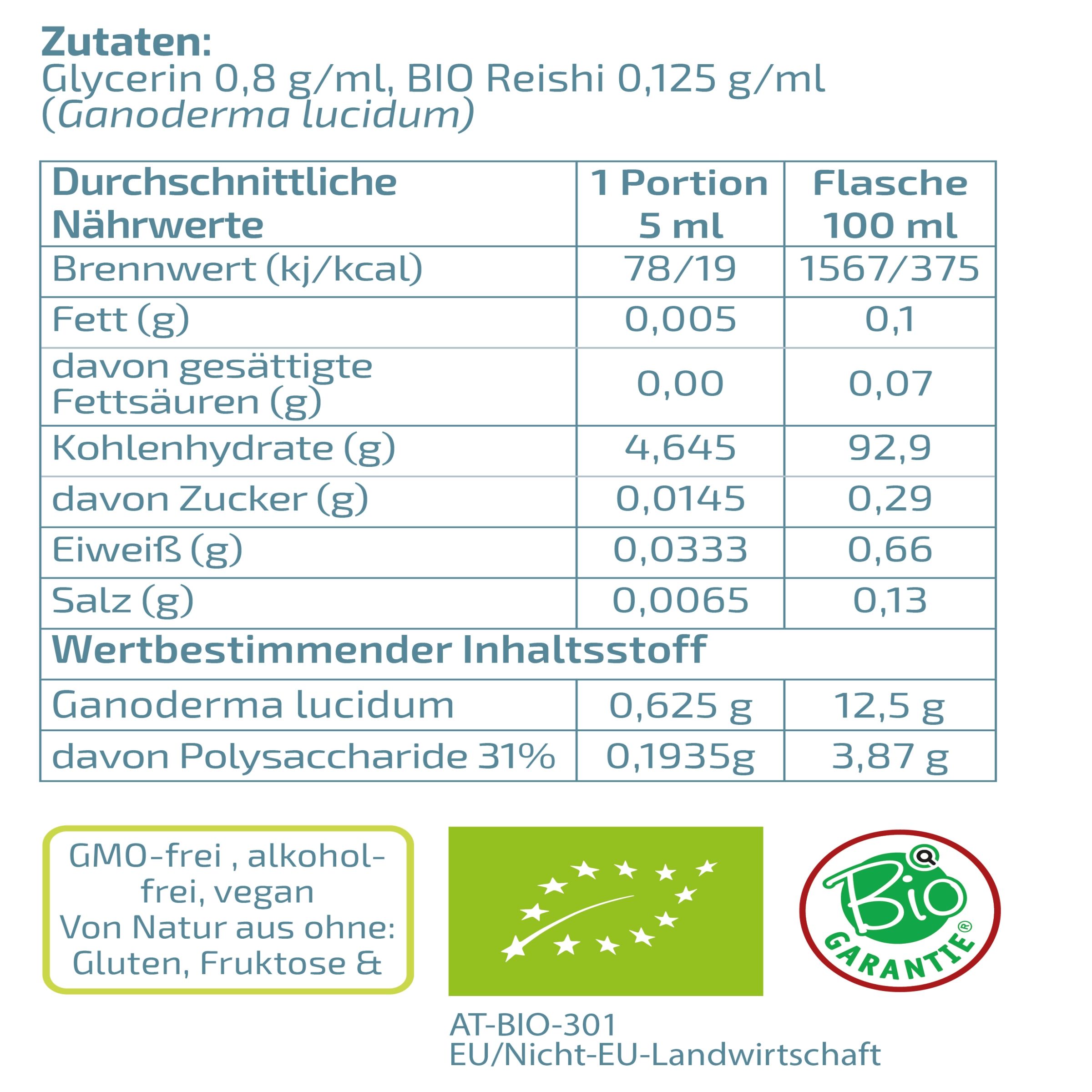 BEAUVITAL® Bio Reishi Kurextrakt | Flüssiger Vollauszug durch Dual-Extraktion