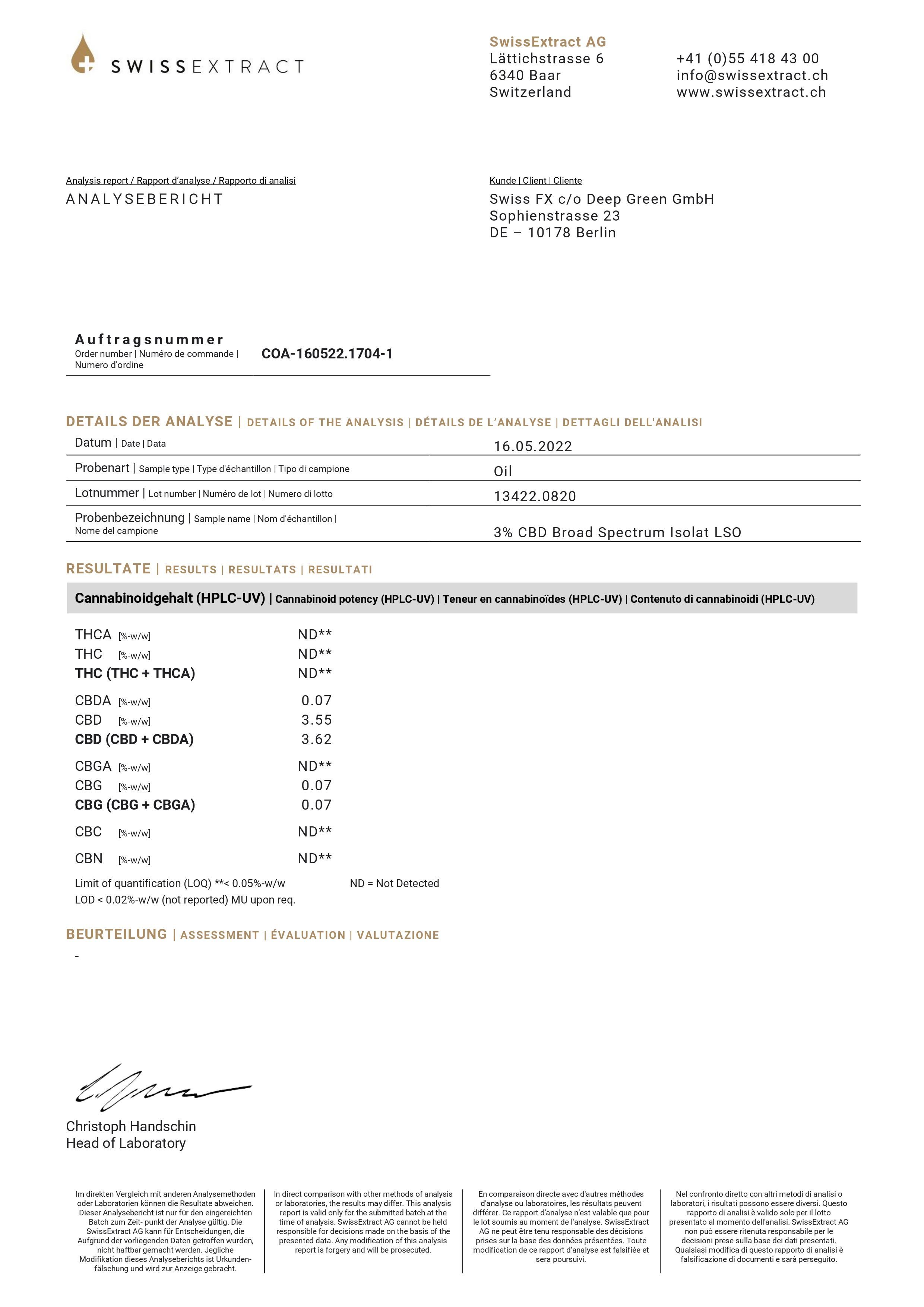 SWISS FX CBD Öl Katze