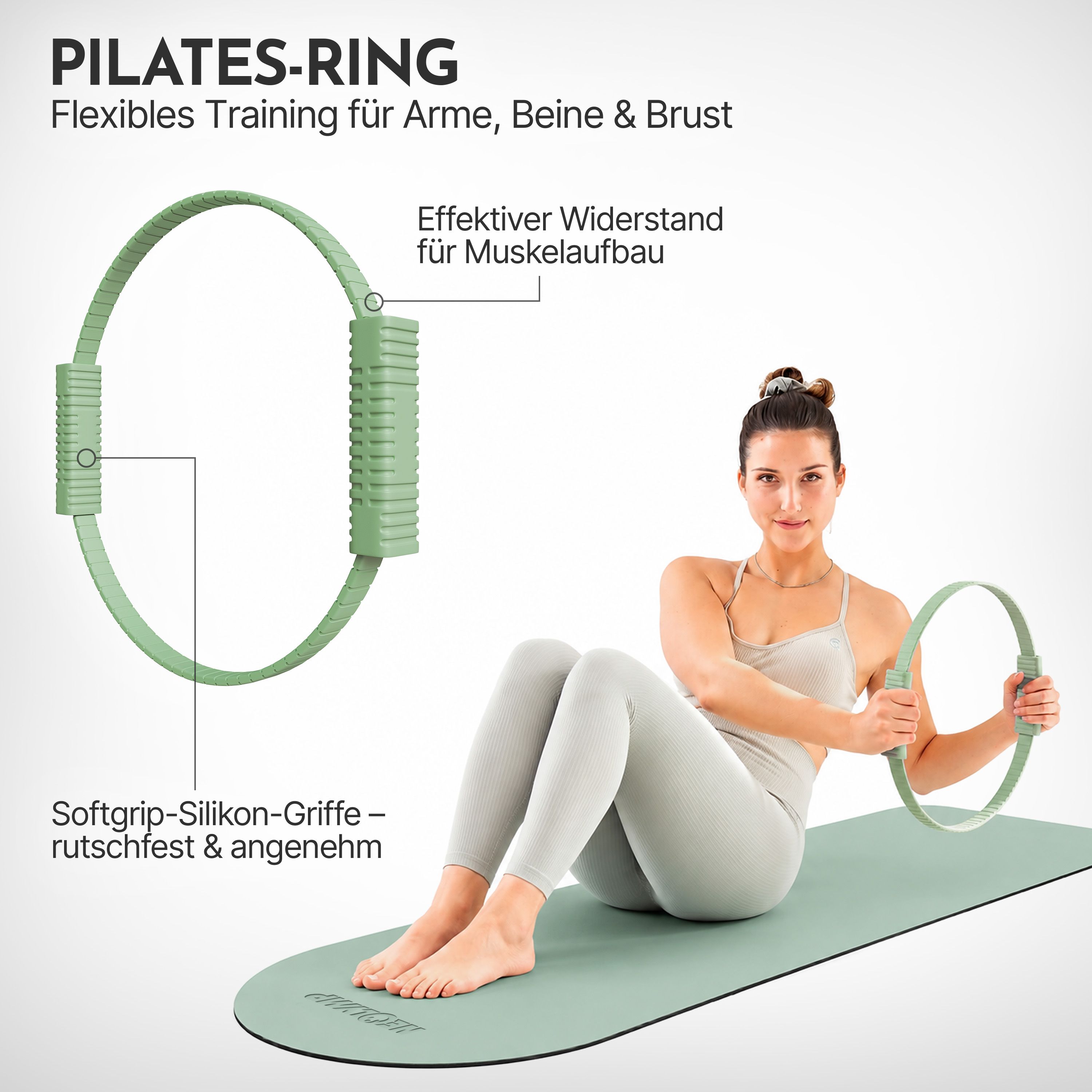 NEOLYMP Pilates Ring: Flexibles Training, Softgrip-Griffe, rutschfest und angenehm.
