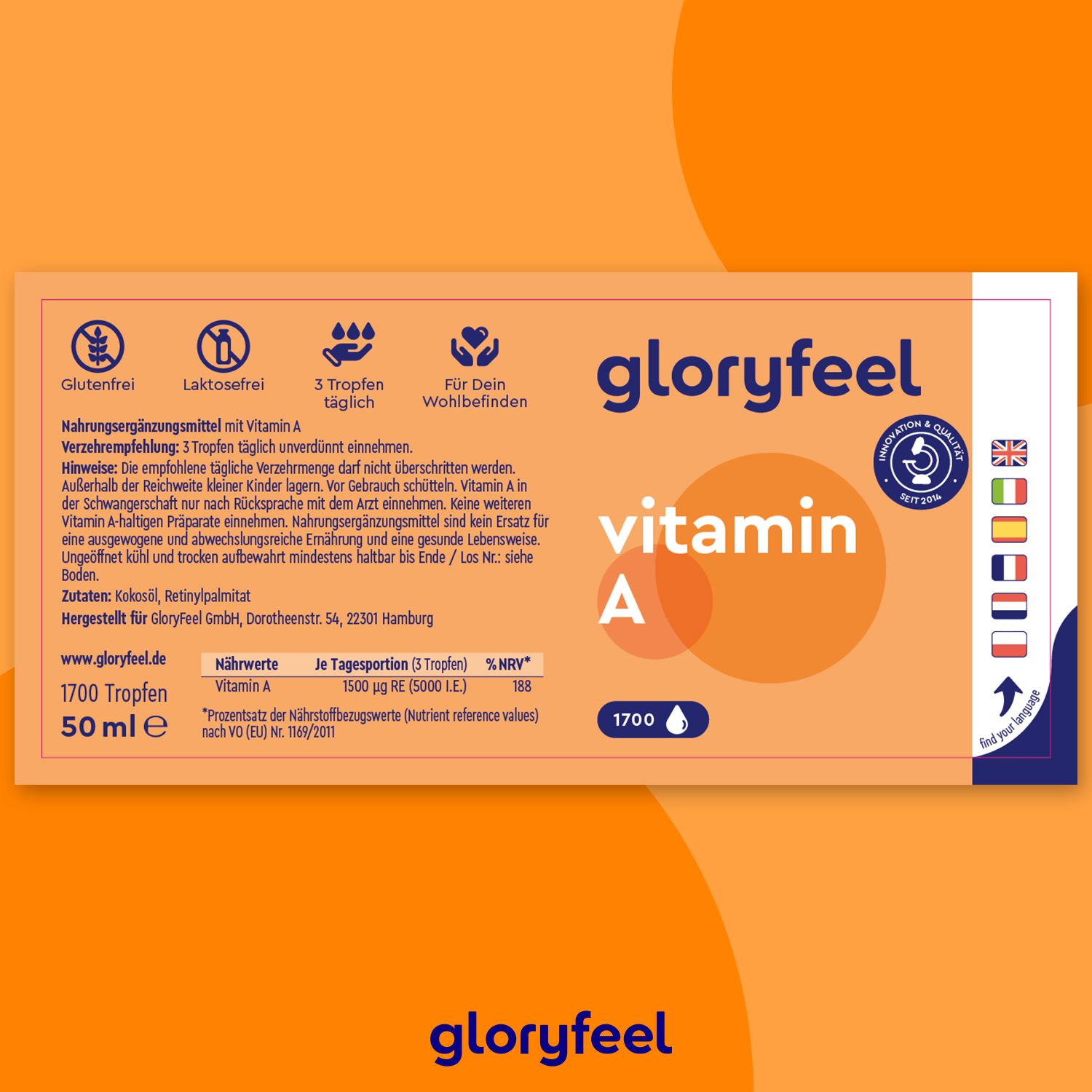 gloryfeel® Vitamin A 5.000 I.E. Tropfen Nature