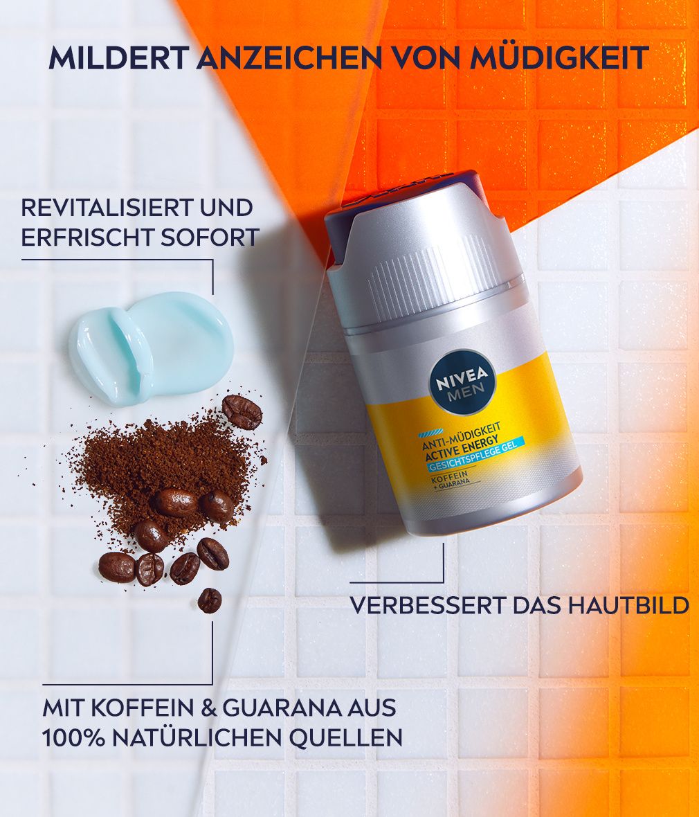 NIVEA MEN Active Energy Gesichtspflege Gel Anti-Müdigkeit Koffein Guarana