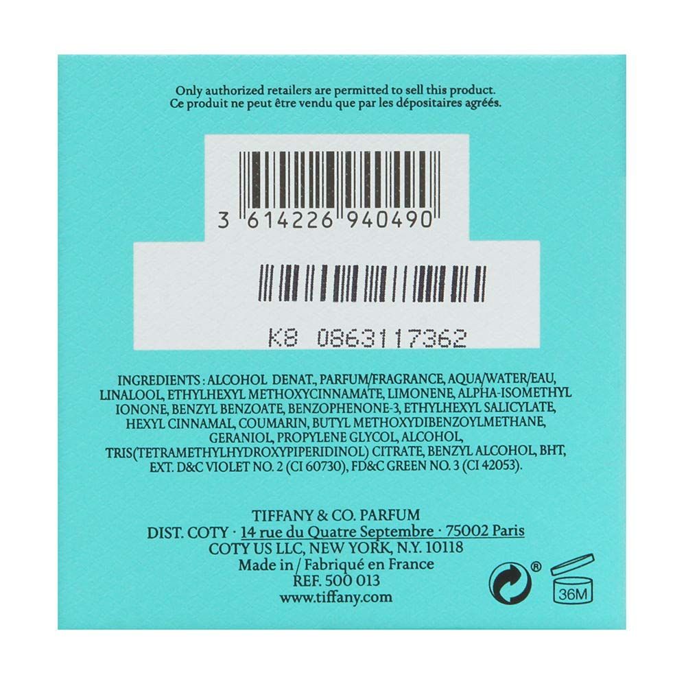 Rückseite der türkisfarbenen Schachtel mit Barcode, Inhaltsstoffen und Herstellerinformationen. Text in Englisch und Französisch.