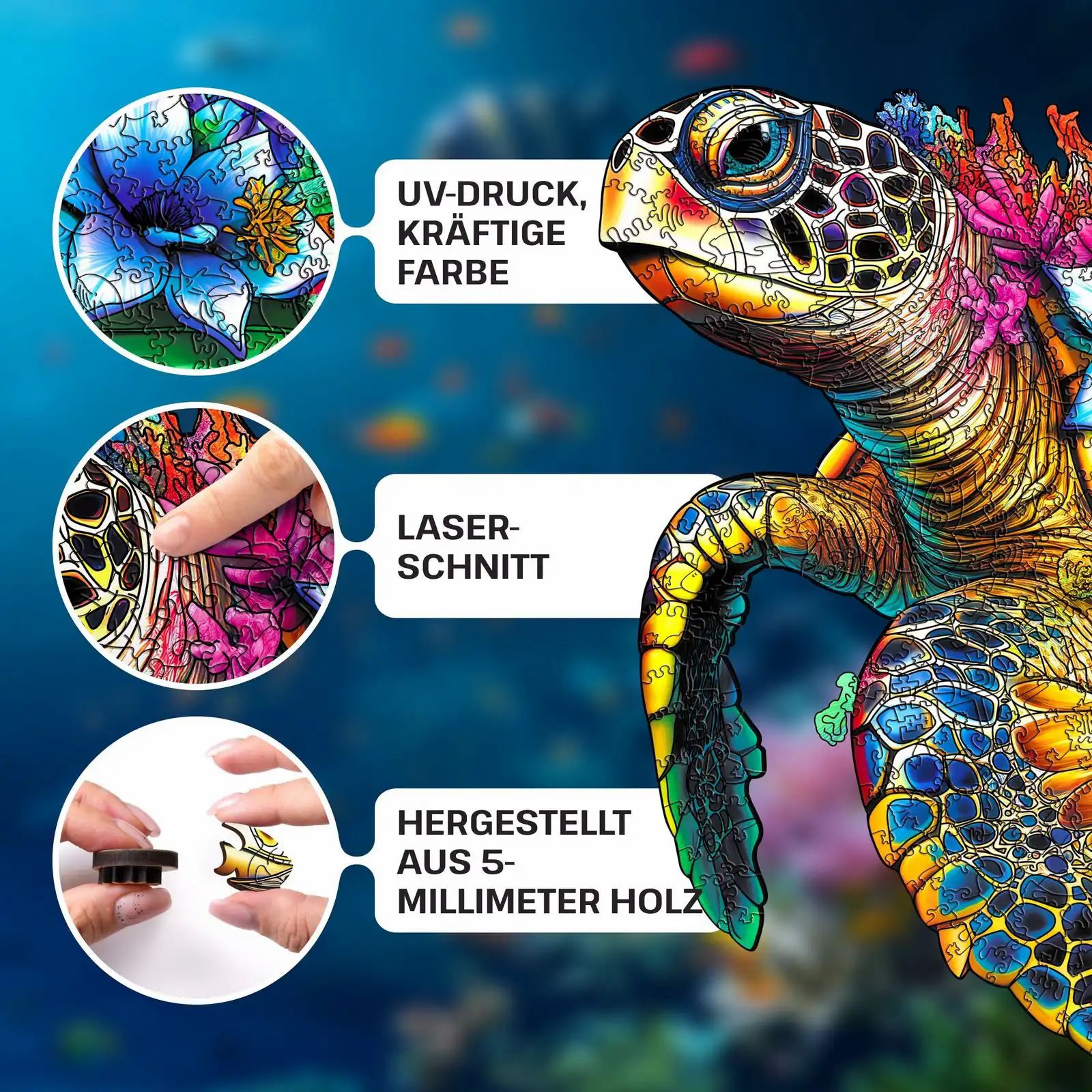 elliot Holzpuzzle Schildkröte L - 500 Teile