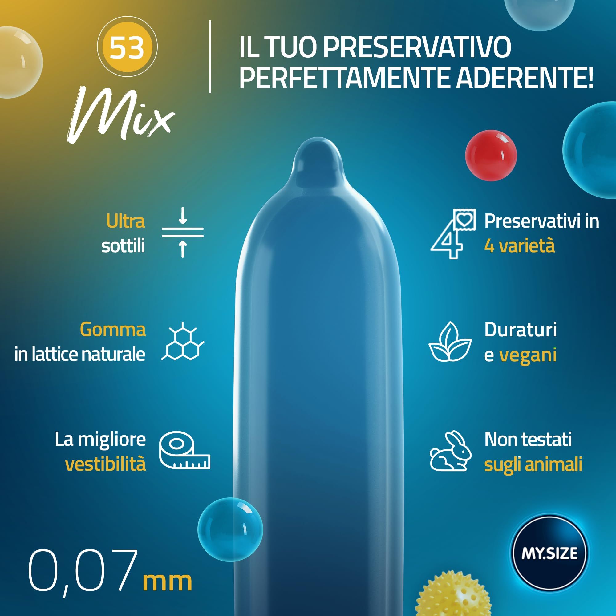 MY.SIZE Kondom, Größe 53mm, blau, aus Naturlatex, 0,07mm dünn.