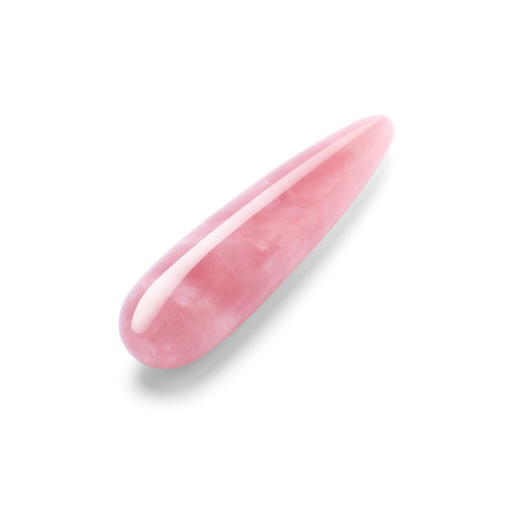 Rosa Kristall-Wand. Tropfenförmig, glatte Oberfläche. Blick von oben. Rosa Farbton.
