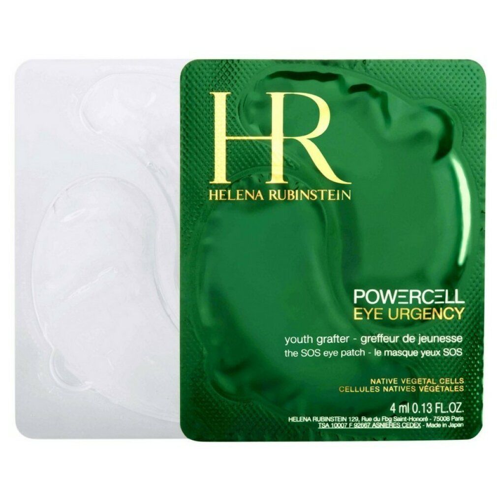 Grüne Augenpflaster-Verpackung mit Helena Rubinstein Logo und Text. Enthält 2 Augenpflaster. Aufschrift: Powercell Eye Urgency.