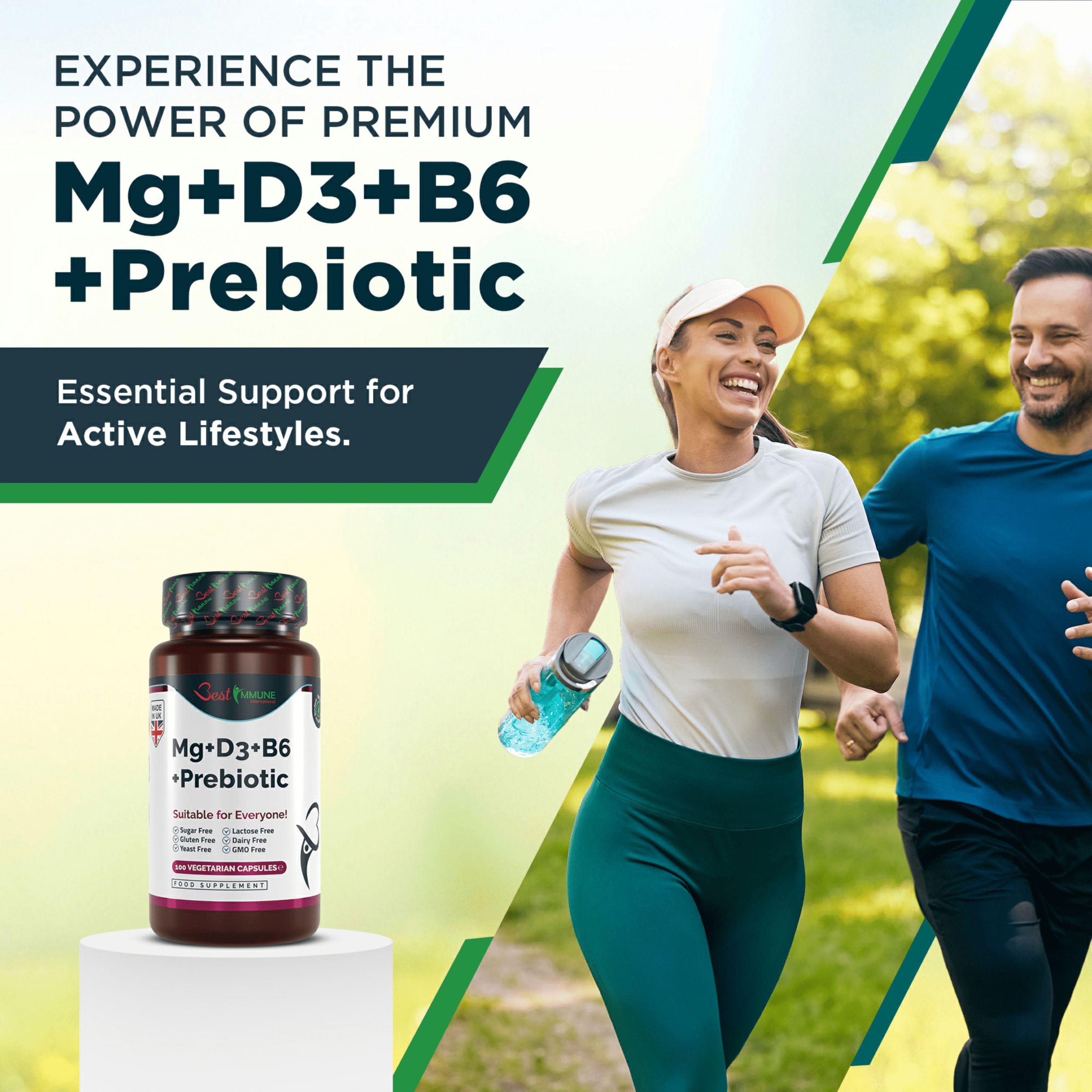 Best Immune Magnesiumlaktat Präbiotischer Komplex mit Vitamin B6, D3 und Inulin
