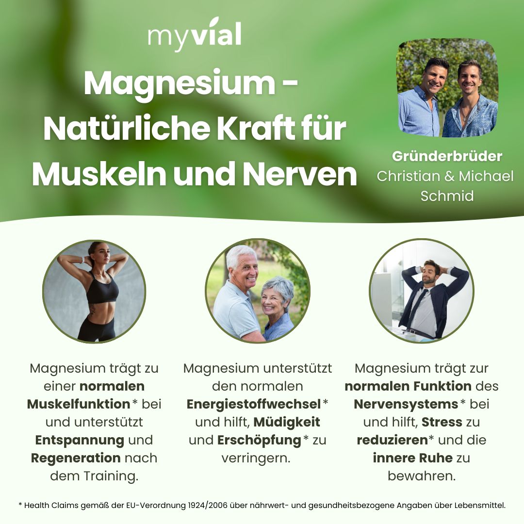 myvial® 5-Fach Magnesium Komplex Kapseln - Dicitrat, Bisglycinat, Malat, Threonat & Taurinat