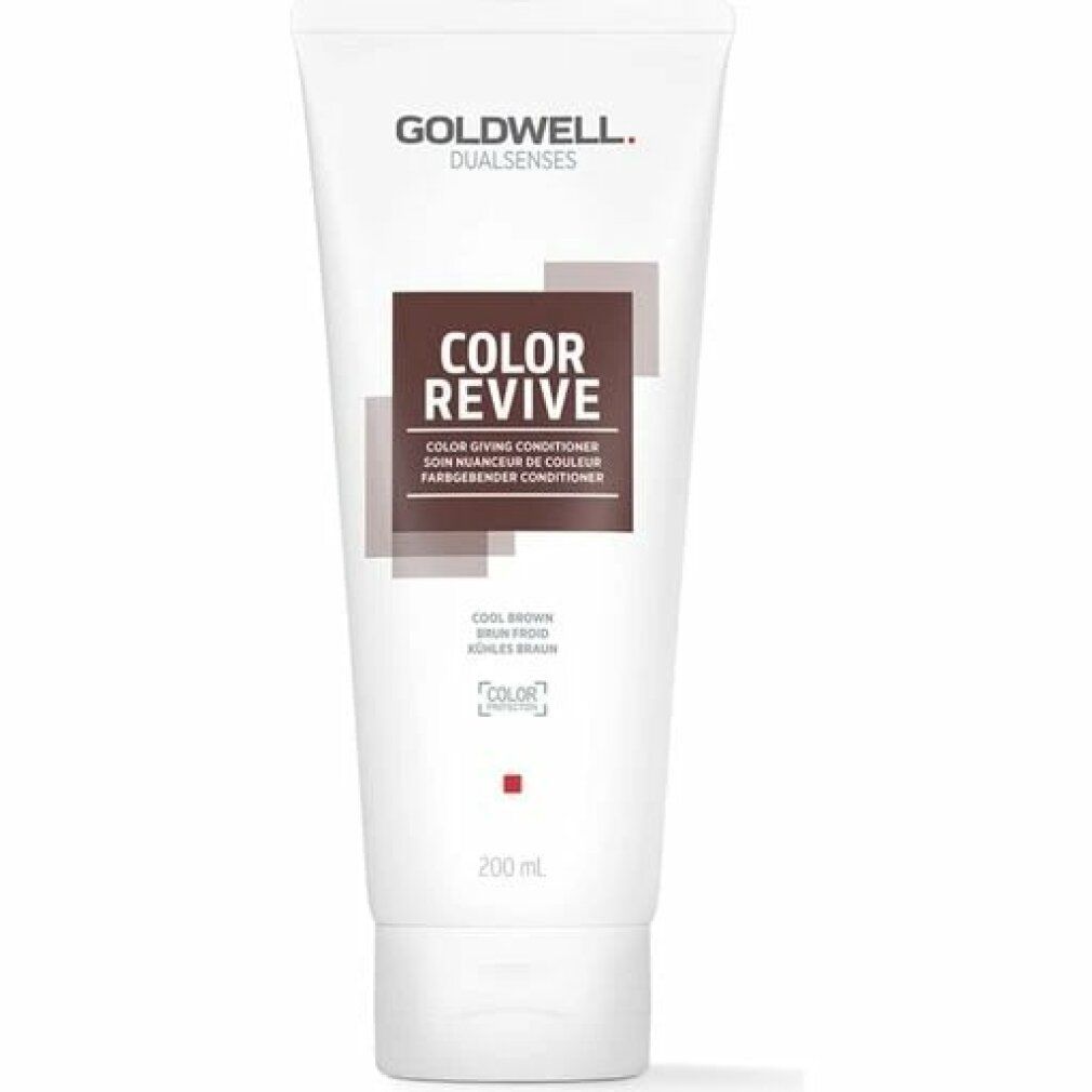 Weiße Tube mit Produktnamen und Markenlogo. Aufschrift: COLOR REVIVE, Cool Brown. 200 ml.