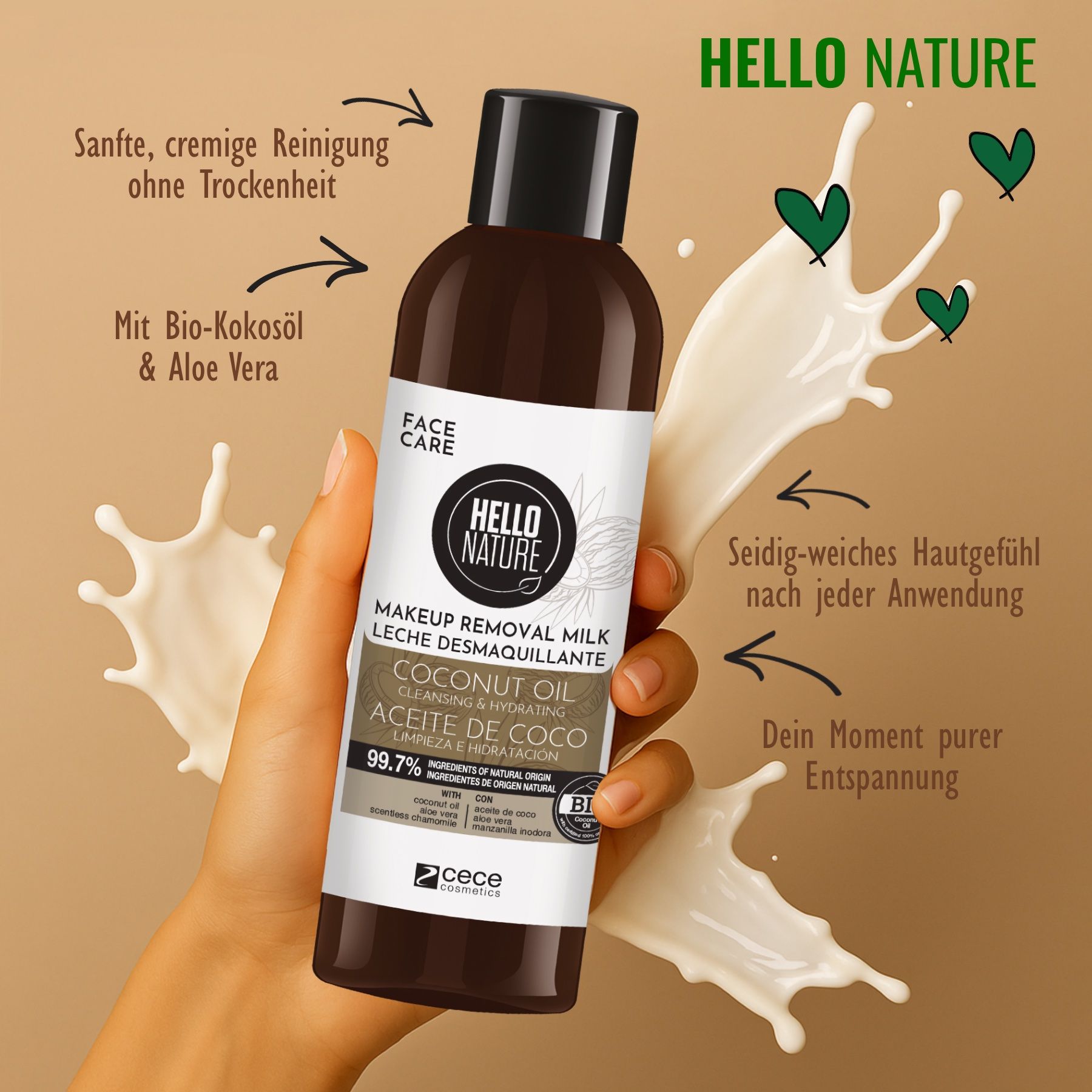Hello Nature  Make-up-Entferner Reinigungsmilch Cocos Removal Cleansing