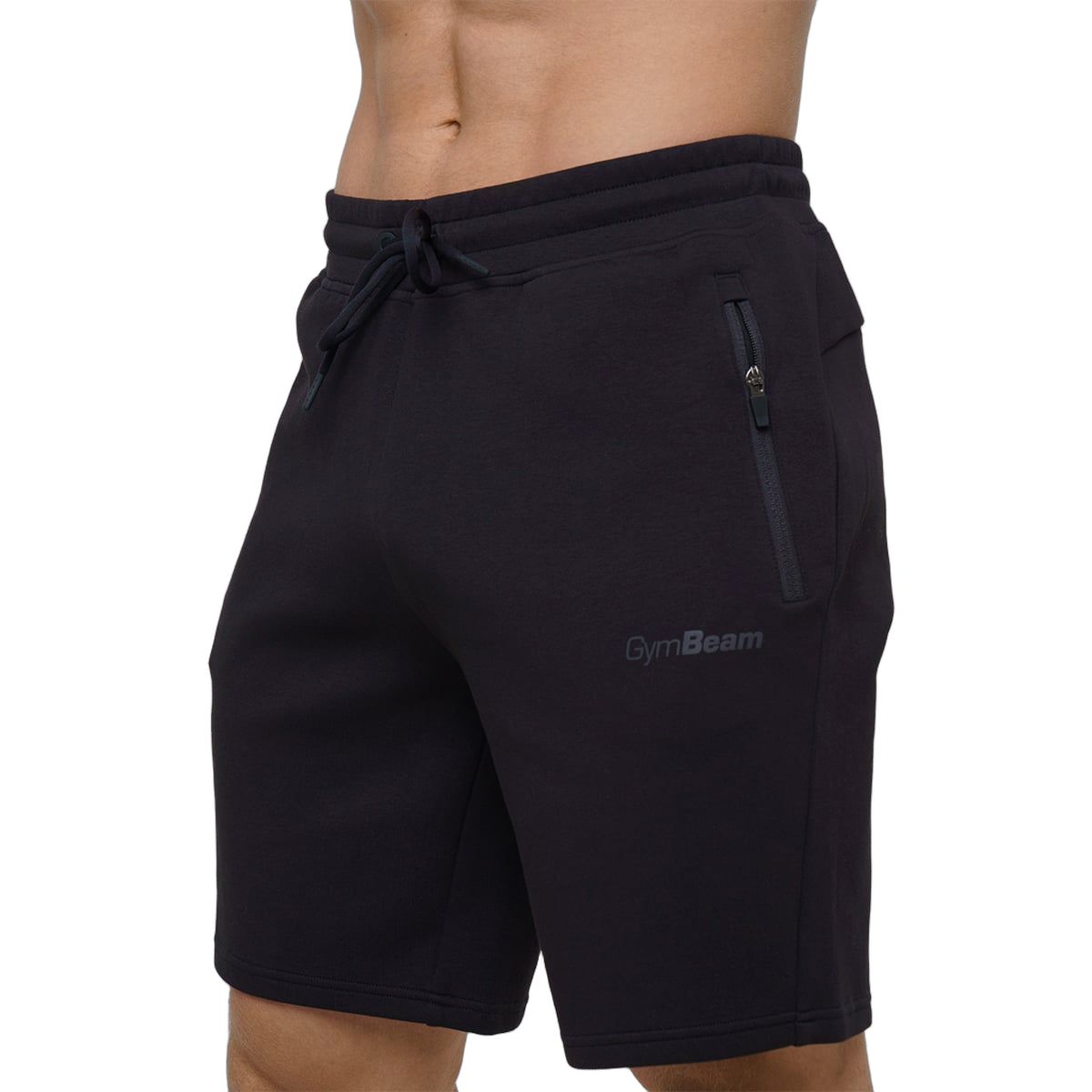 GymBeam Herren Shorts Regular mit Kordelzug und Reißverschlusstaschen Onyx