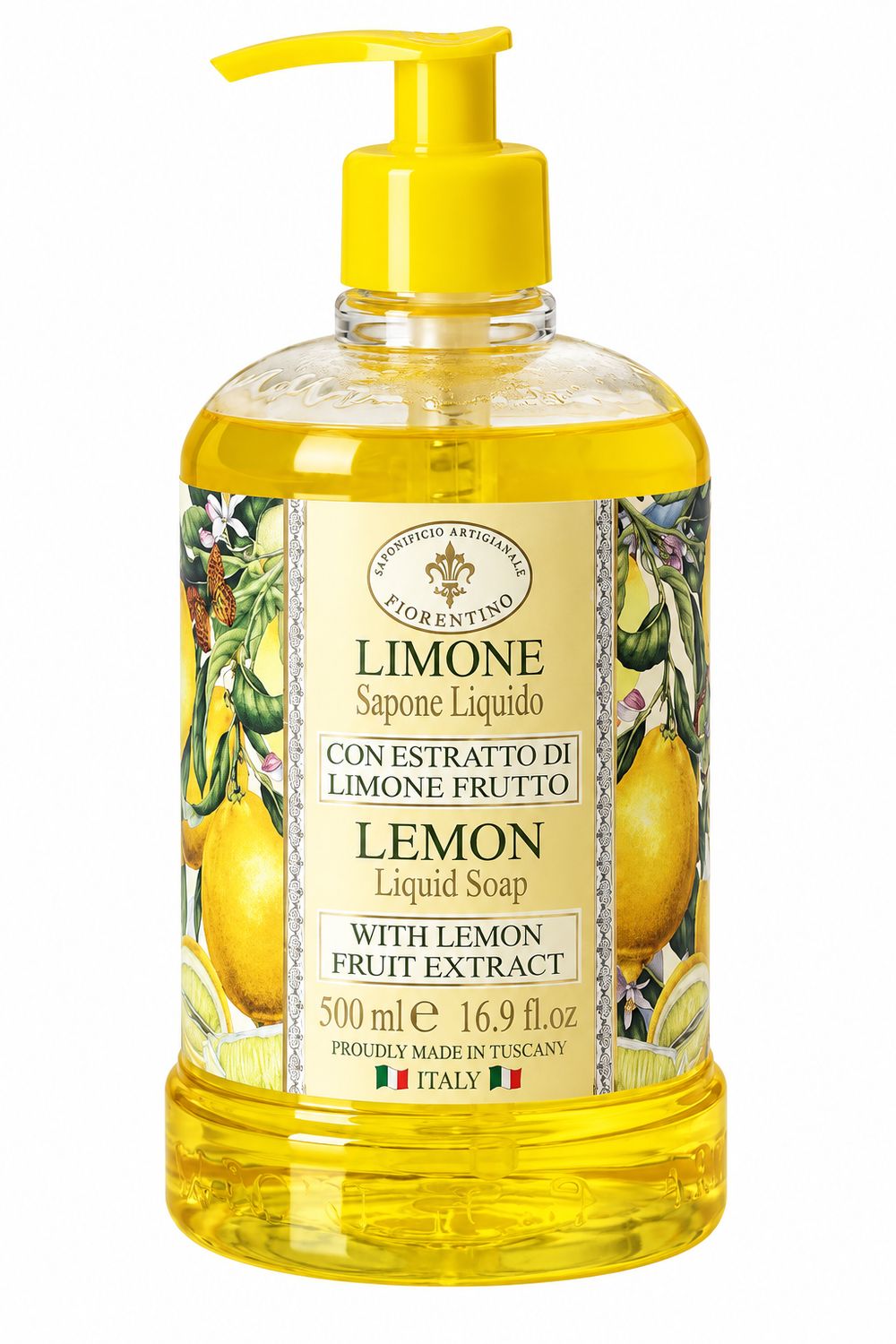 Saponificio Artigianale Fiorentino Flüssigseife Limone mit Zitronenfruchtextrakt 500 ml