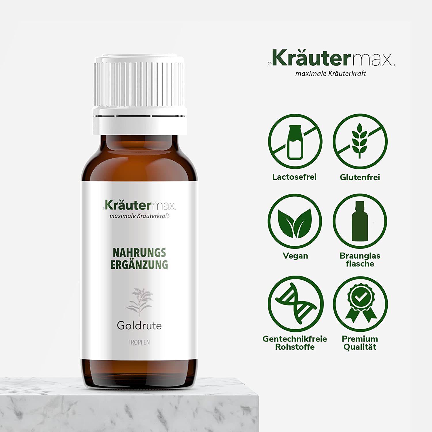 Kräutermax Goldrute Tropfen mitExtrakt aus der Blüte Gewöhnlichen (Solidago virgaurea) 50 ml zum Einnehmen