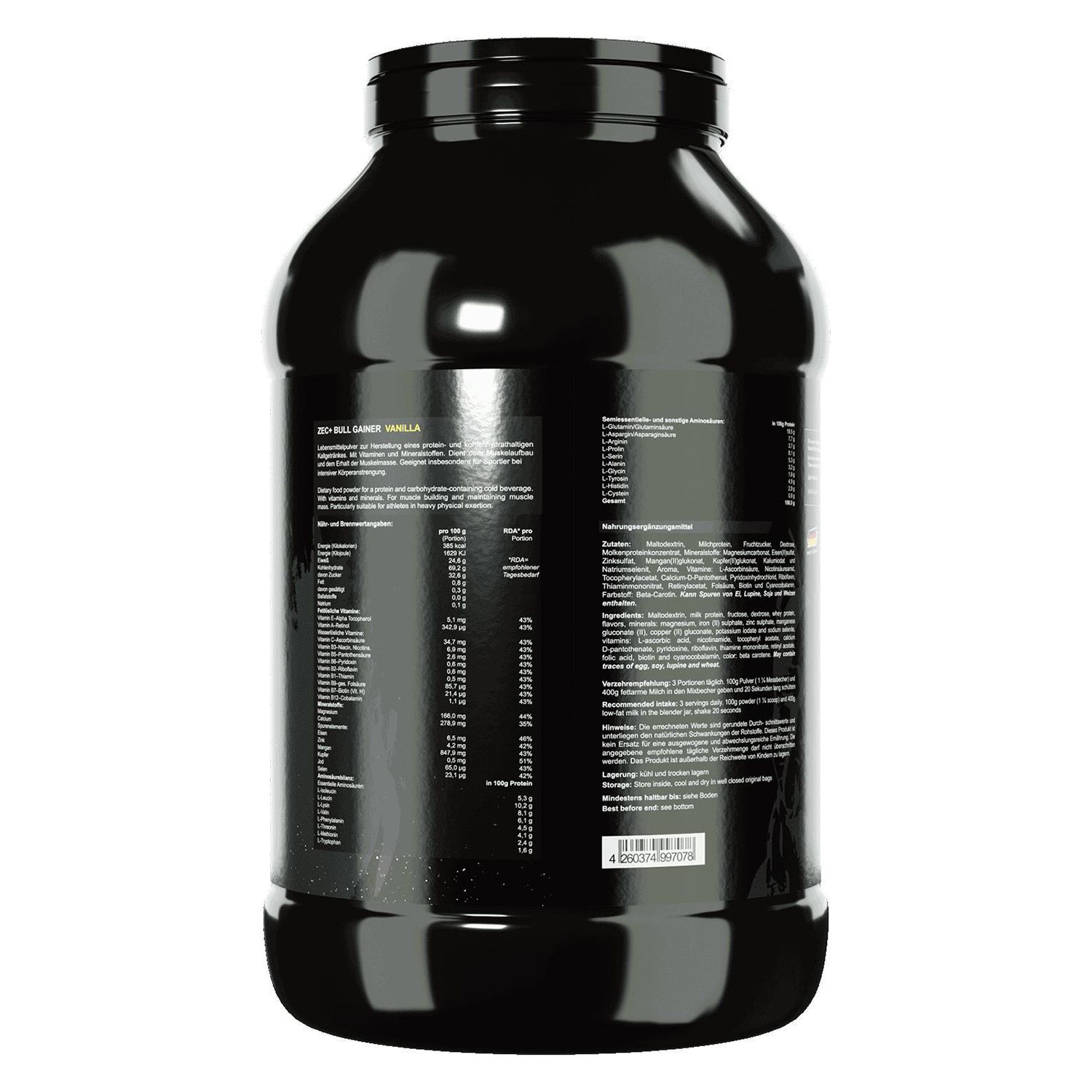 Zec+ Bullgainer Protein/ Eiweiß Vanille 3500 g Pulver