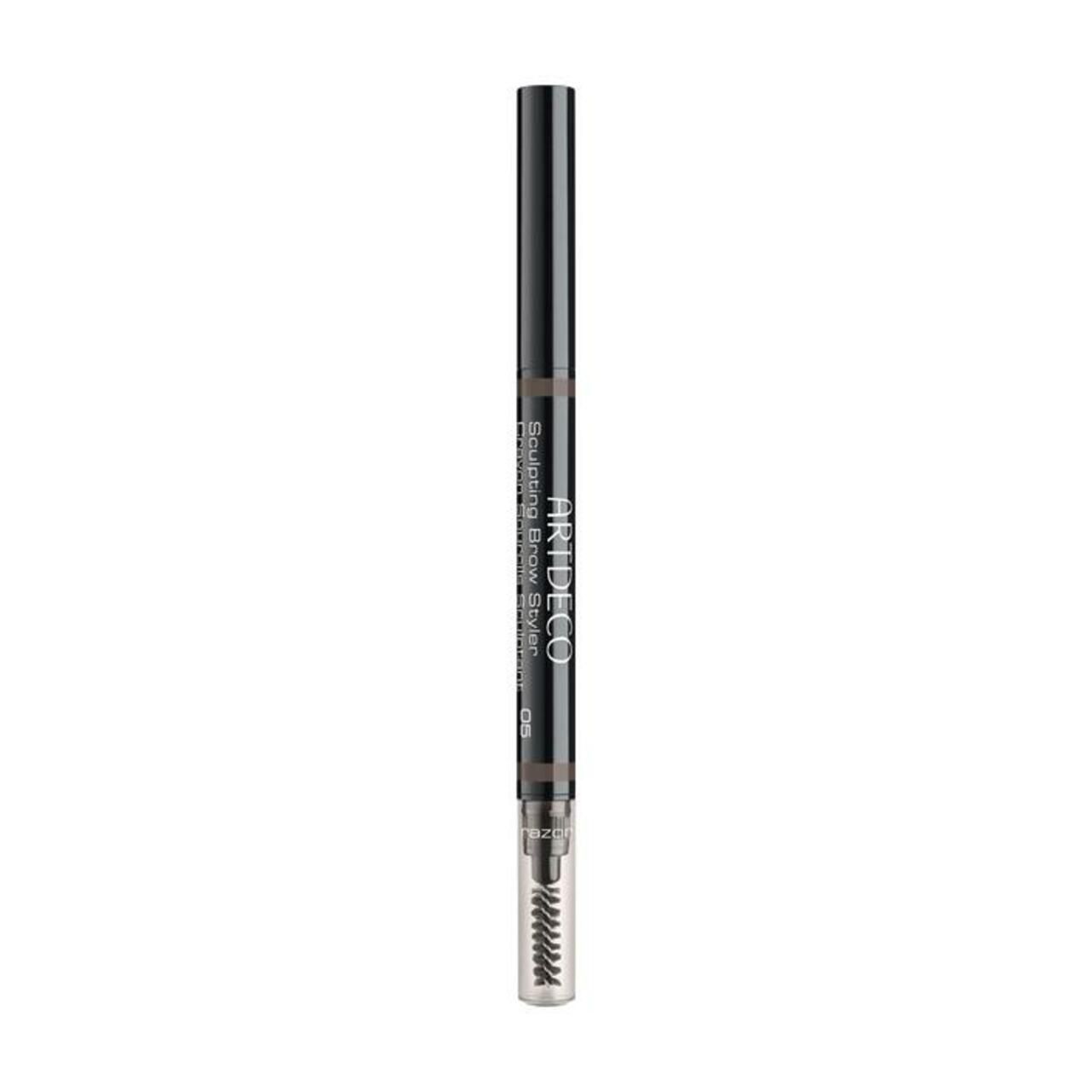 Artdeco Sculpting Brow Styler. Augenbrauenstift mit Bürste. Schwarzer Stift. Auf weißem Hintergrund.